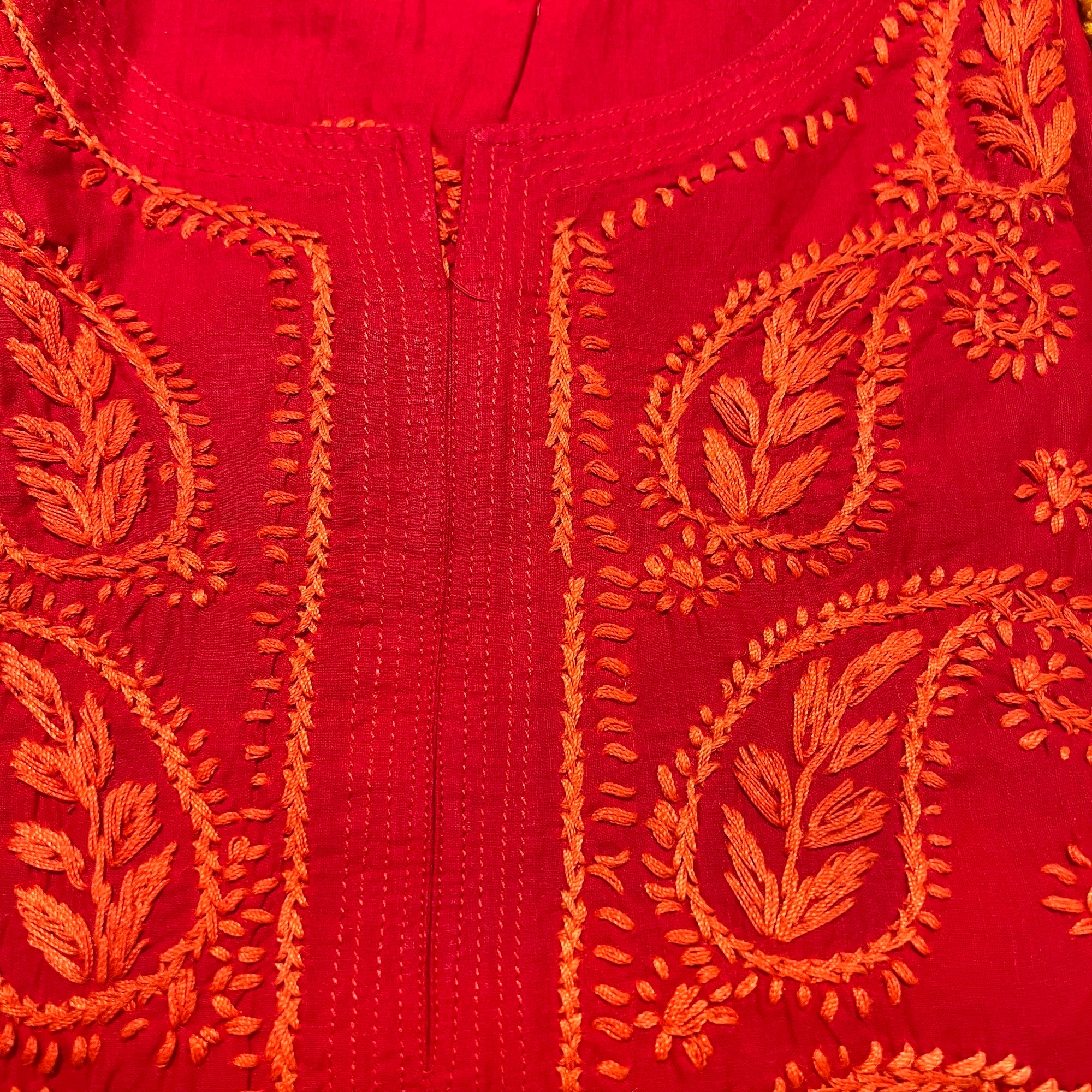 AR Long Embroidered Cotton Tunic- XL - Vintage India NYC