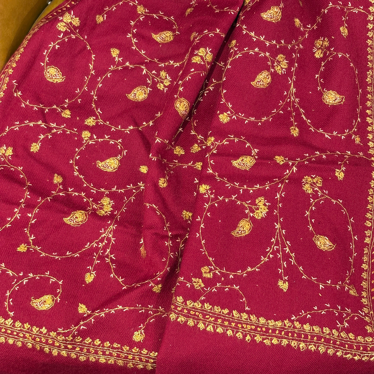 Red Swirl Floral Wool Shawl38 x78in