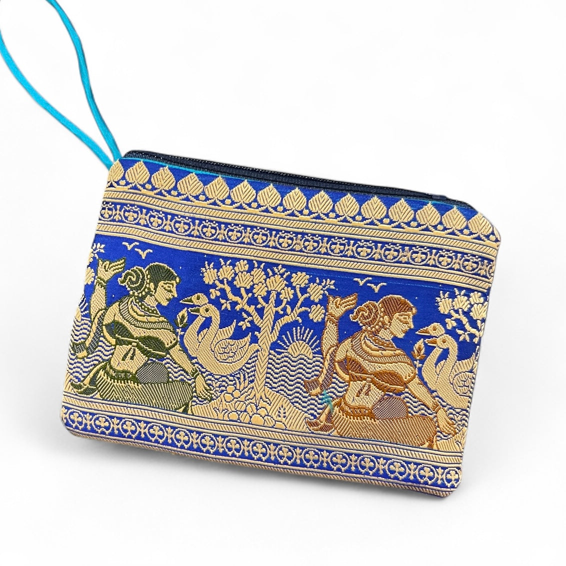 Vintage Sari Zip Pouch Bag Sm 25