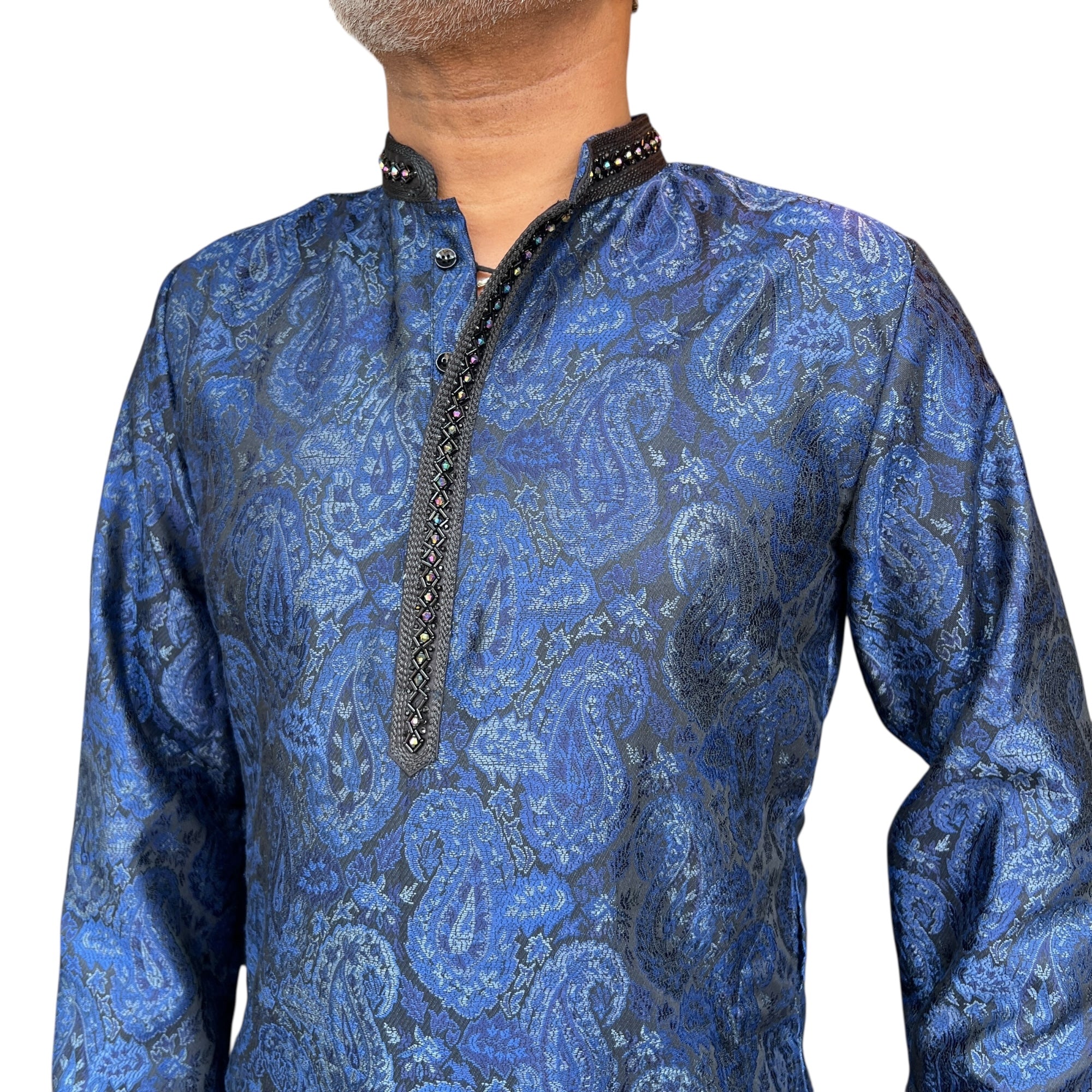 Blue Paisley Beaded Kurta