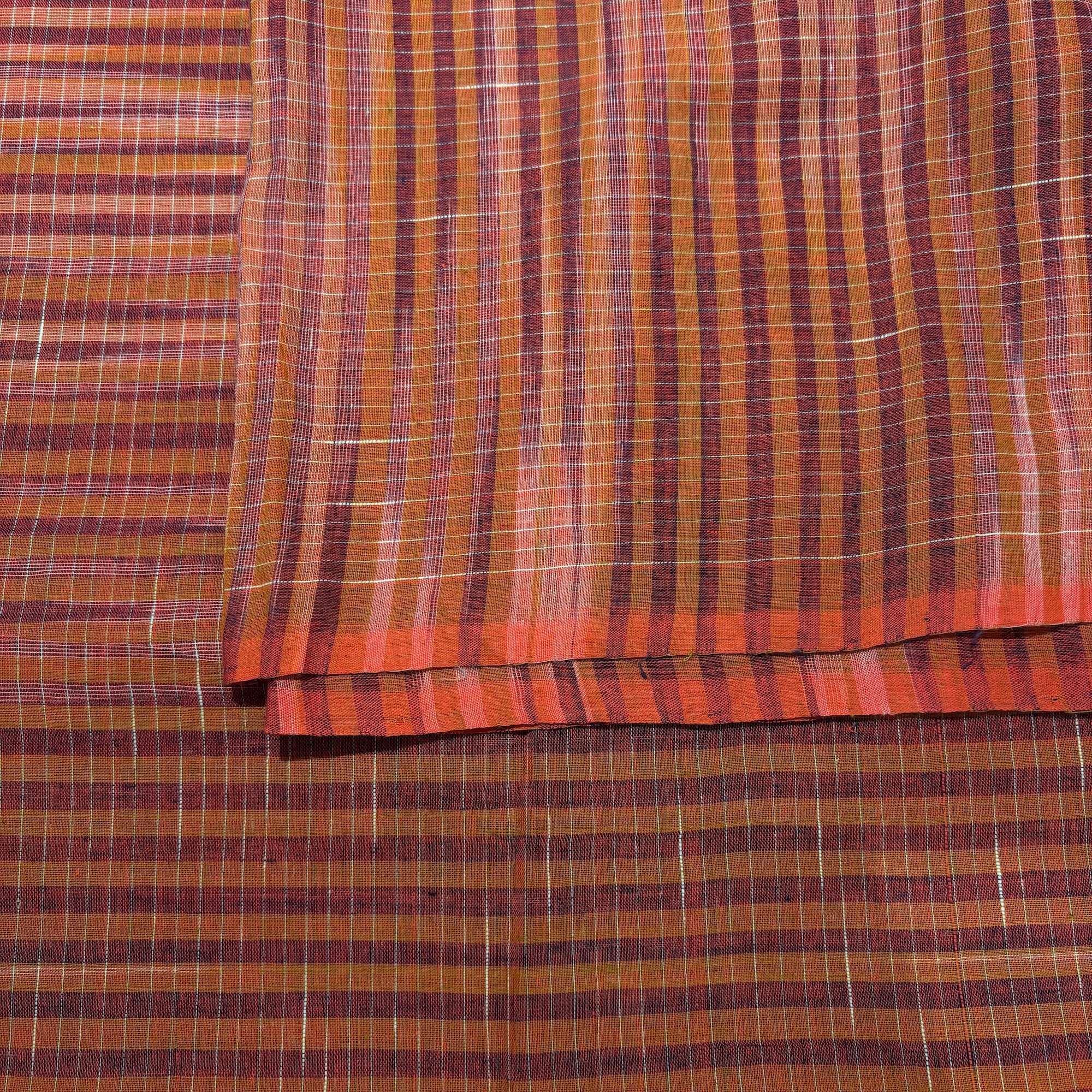 Red & Rust Ikat Handwoven Cotton Dupatta/Sarong - Vintage India NYC