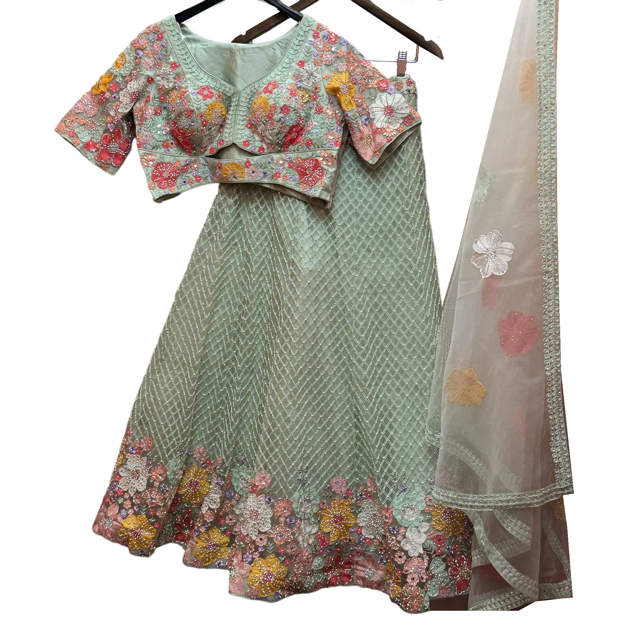 Embroidered Floral Lehenga Sets-2 Colors - Vintage India NYC