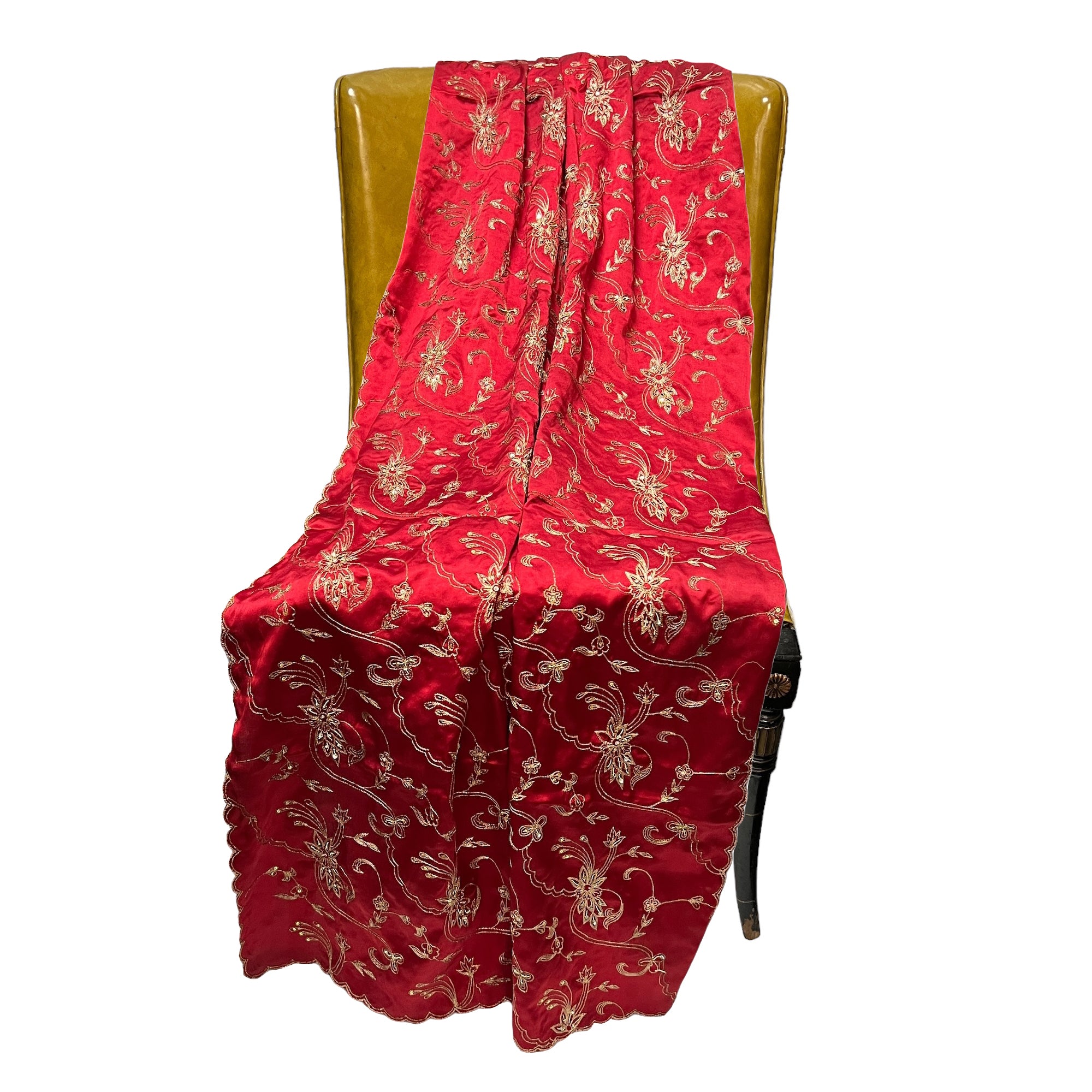 Red Zari Dupatta - Vintage India NYC