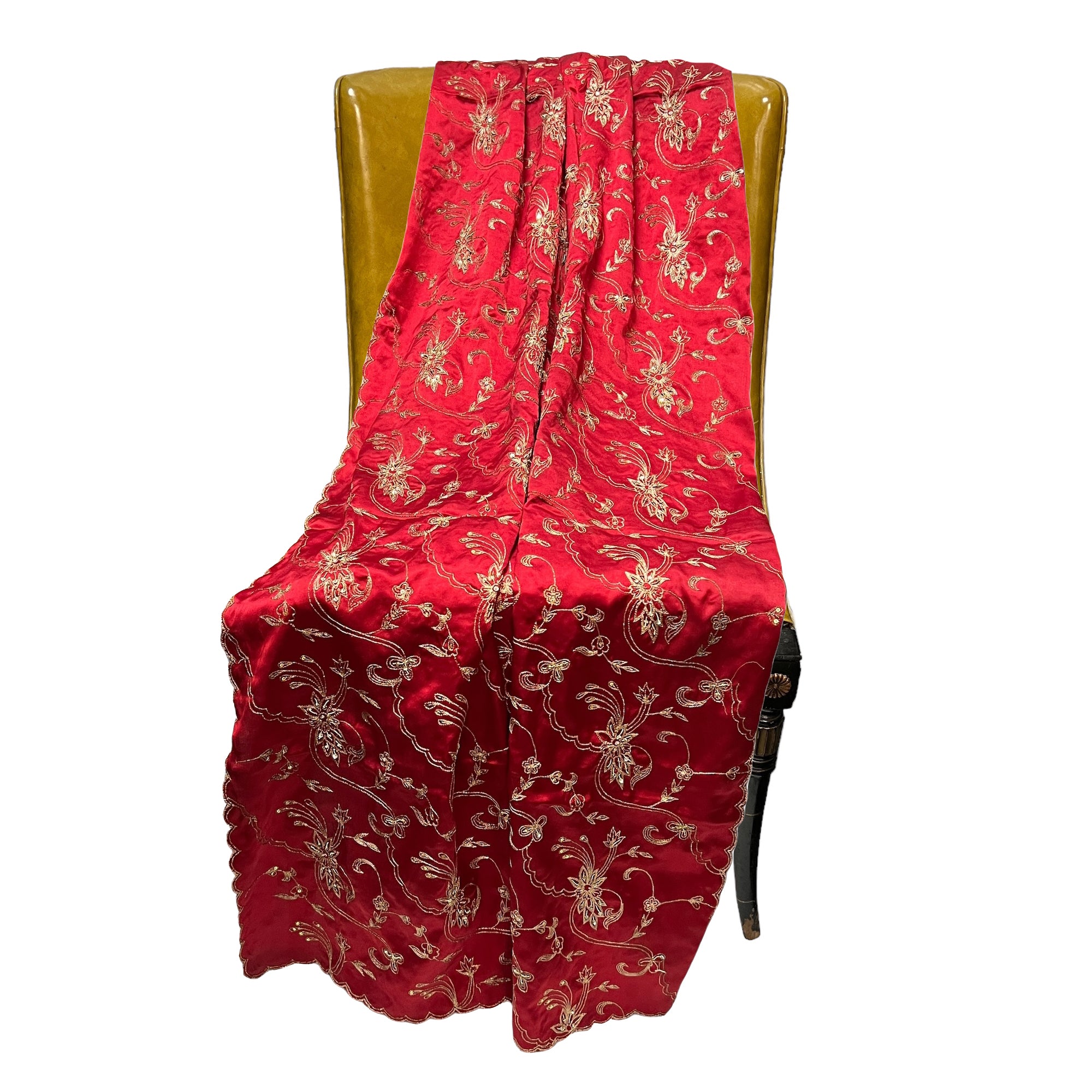 Red Heavy Work Zari Dupatta - Vintage India NYC