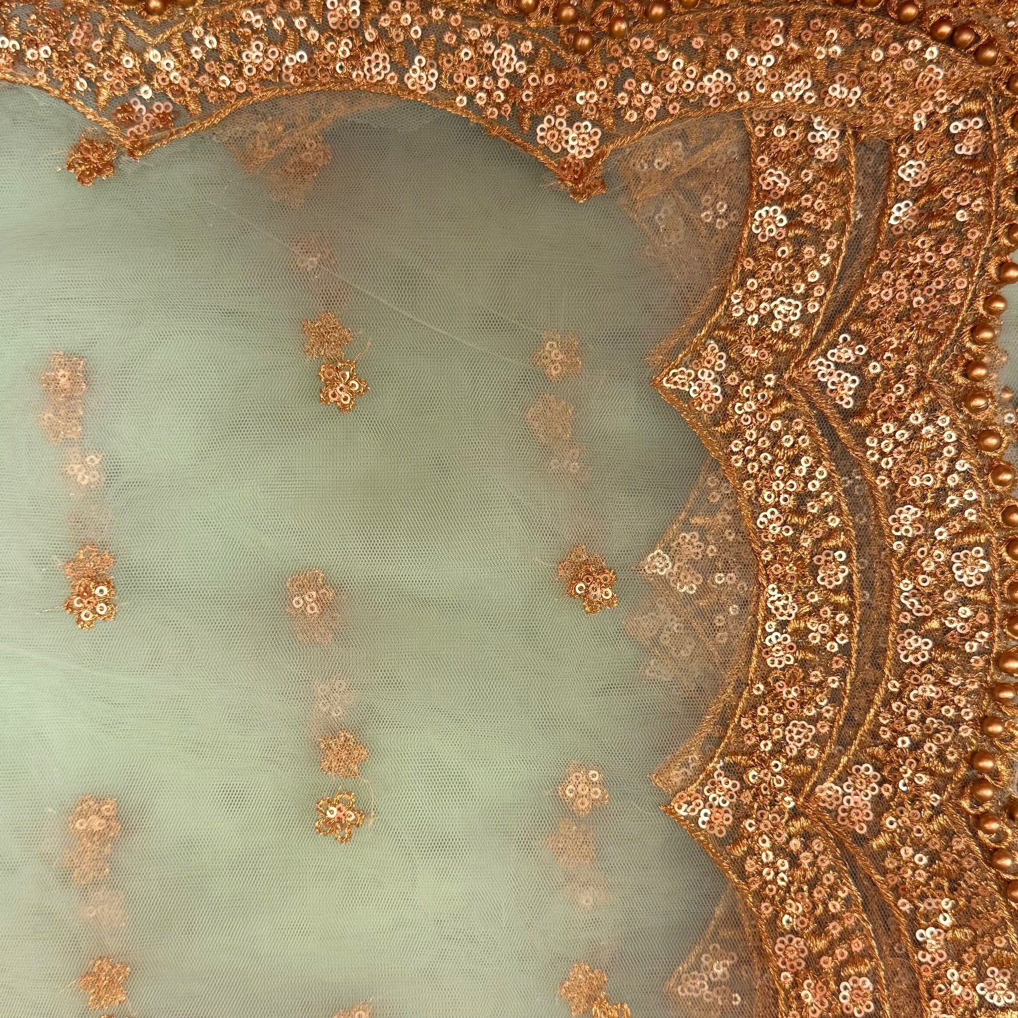 DT Gold Scallop Embroidered Dupatta - Vintage India NYC