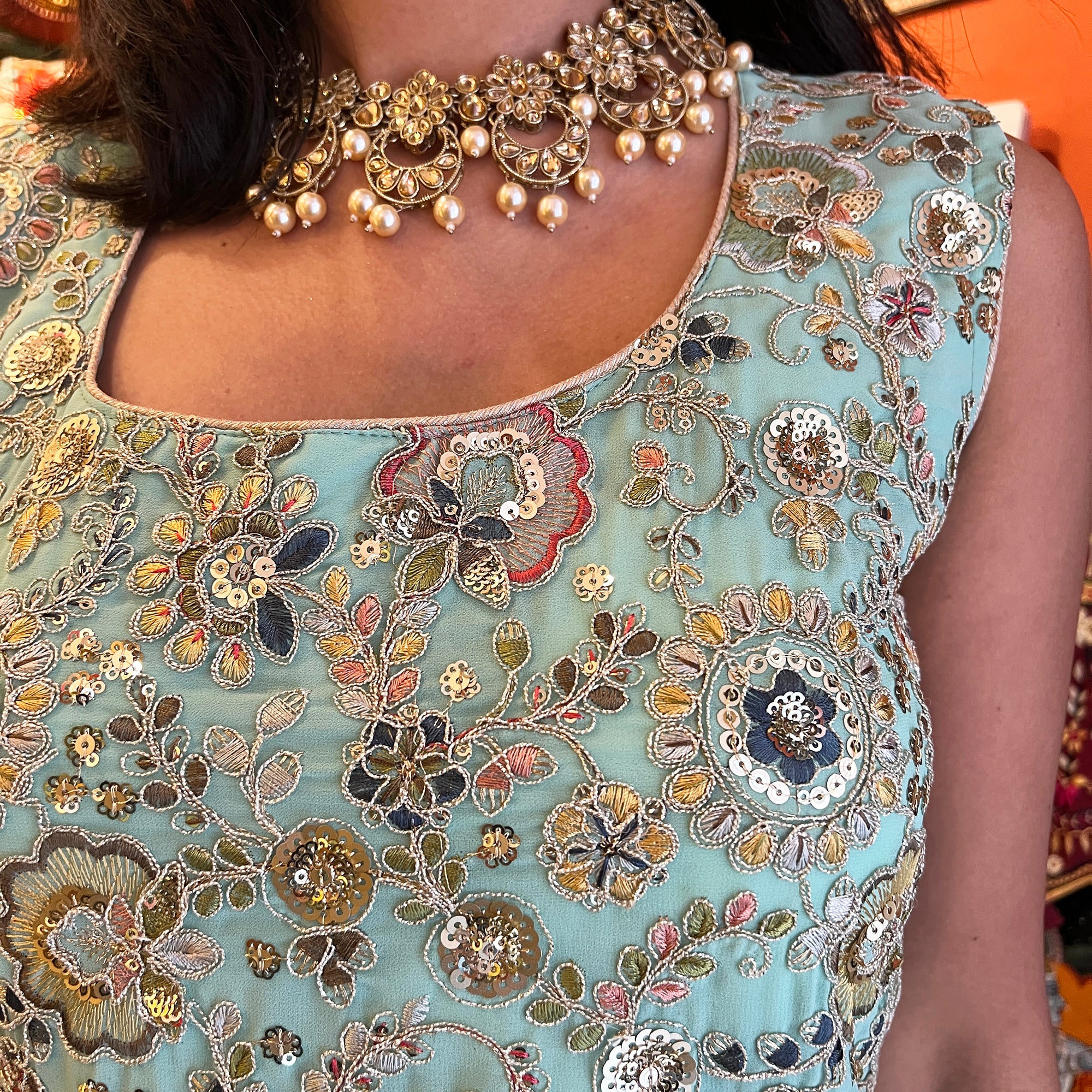Embroidered Floral Gharara Sets-Colors