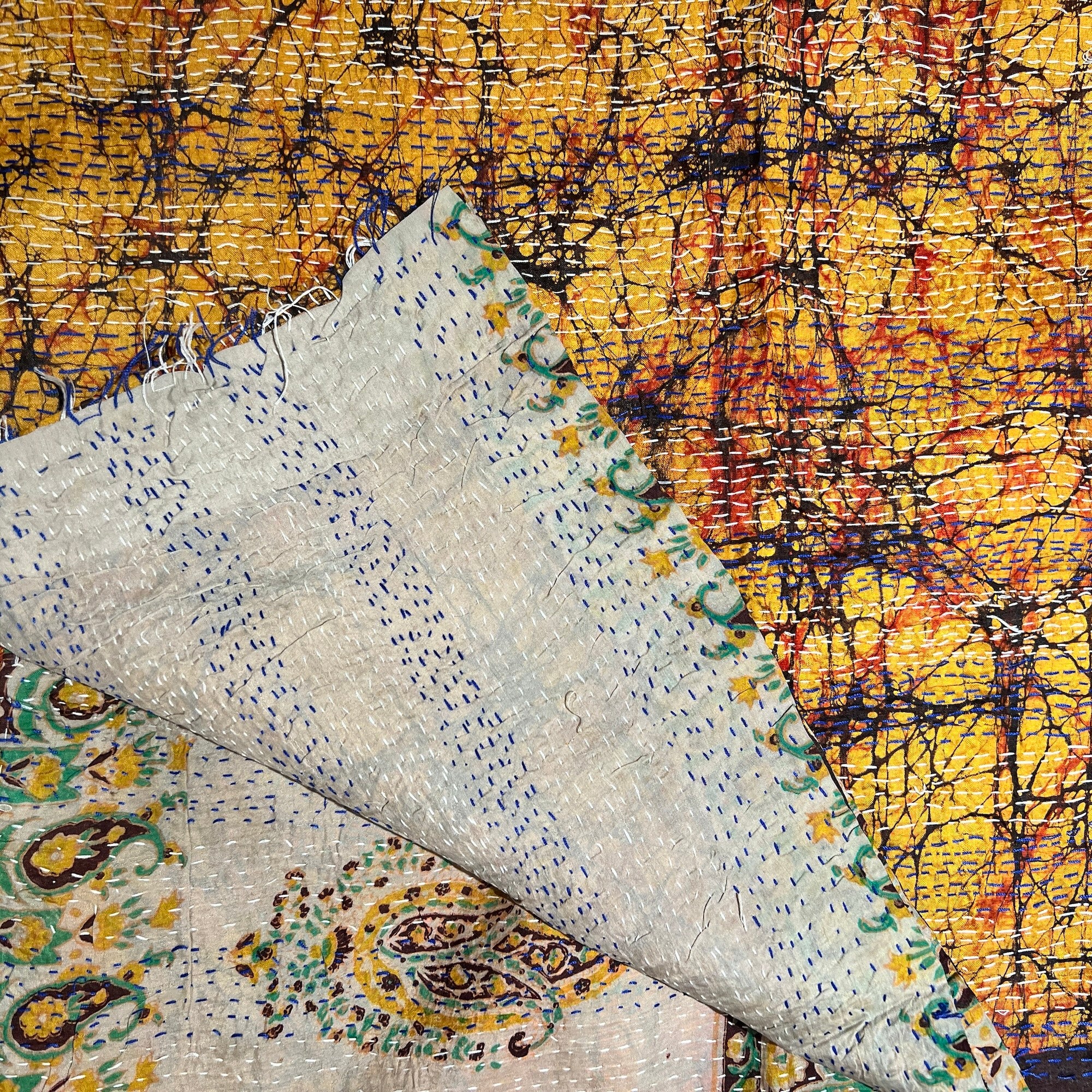 Silk Kantha Stoles - Vintage India NYC