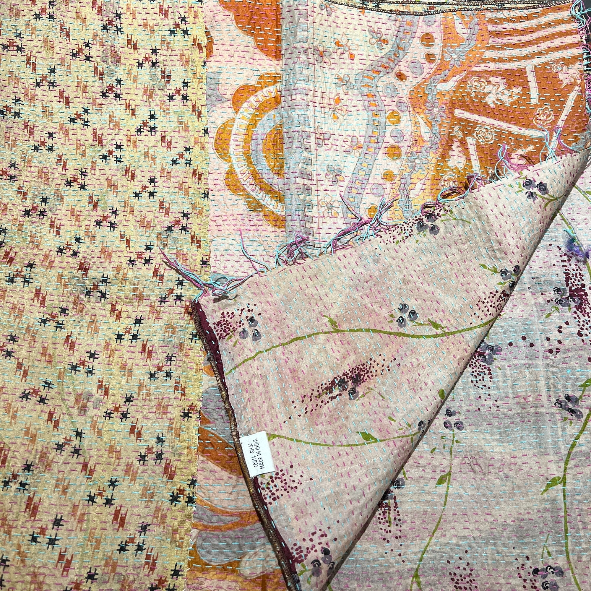 Silk Kantha Stoles - Vintage India NYC