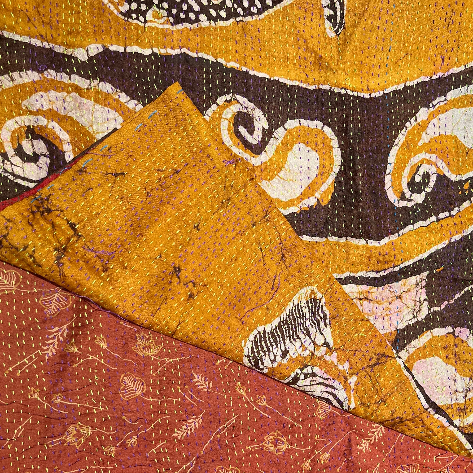Silk Kantha Stoles - Vintage India NYC