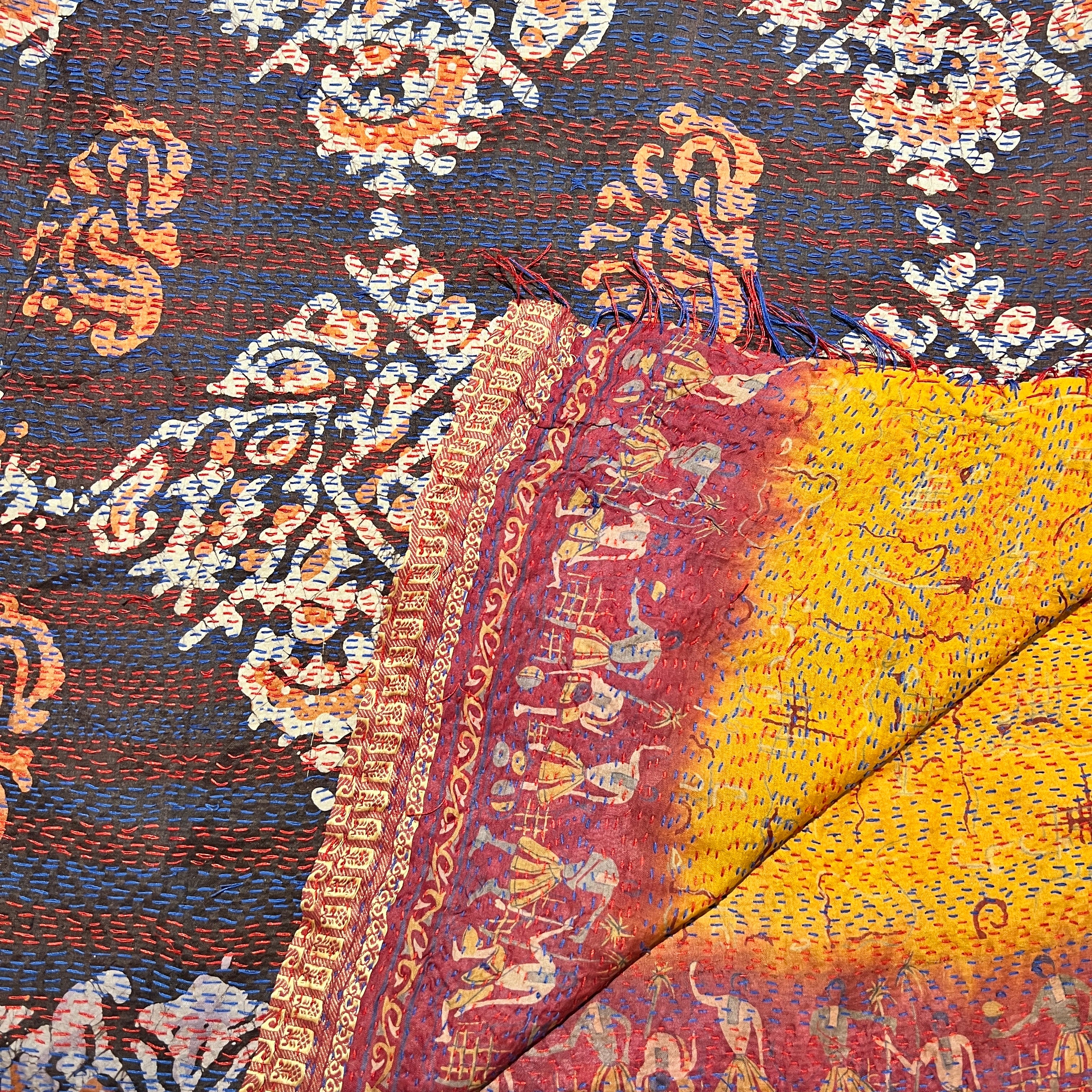 Silk Kantha Stoles - Vintage India NYC