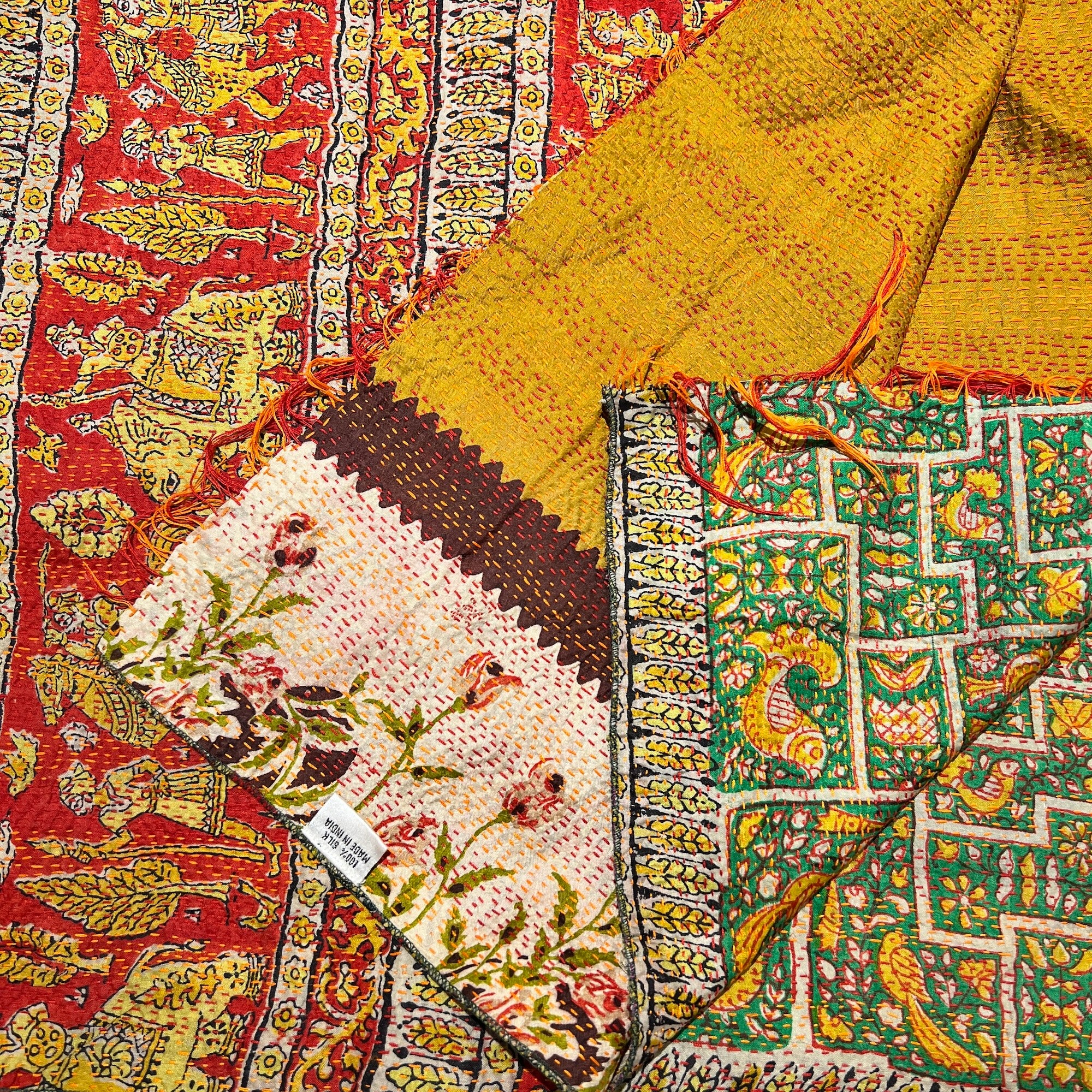 Silk Kantha Stoles - Vintage India NYC