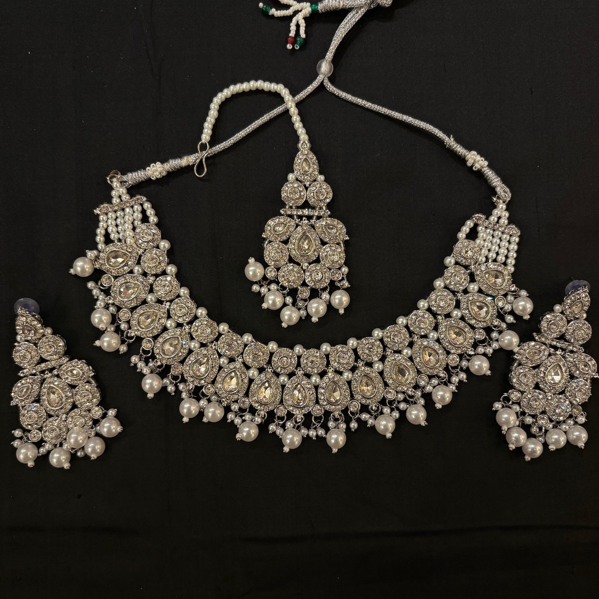 White Stone Silver Necklace Set Collection -Various