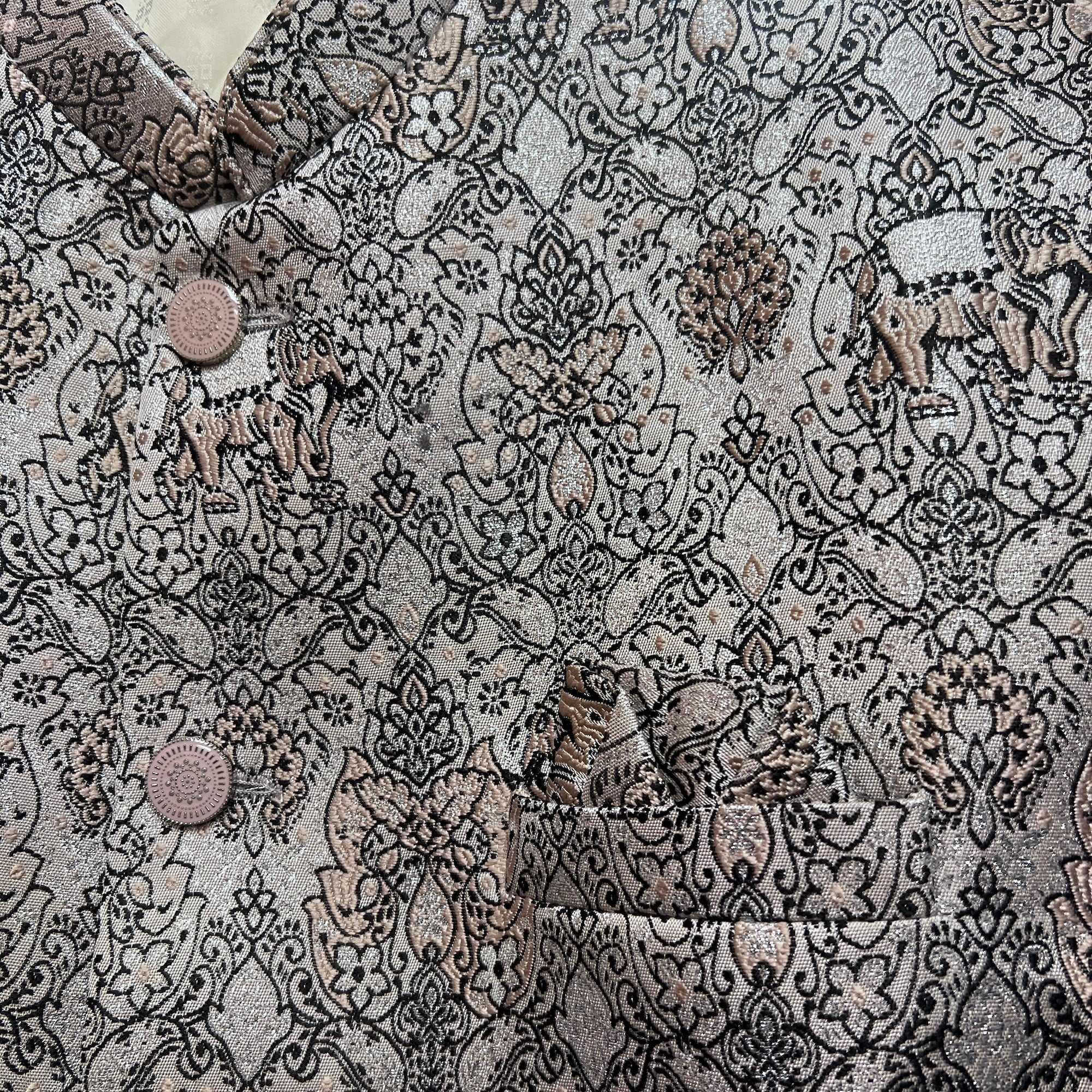 Silver Elephant Jacquard Vest - Vintage India NYC