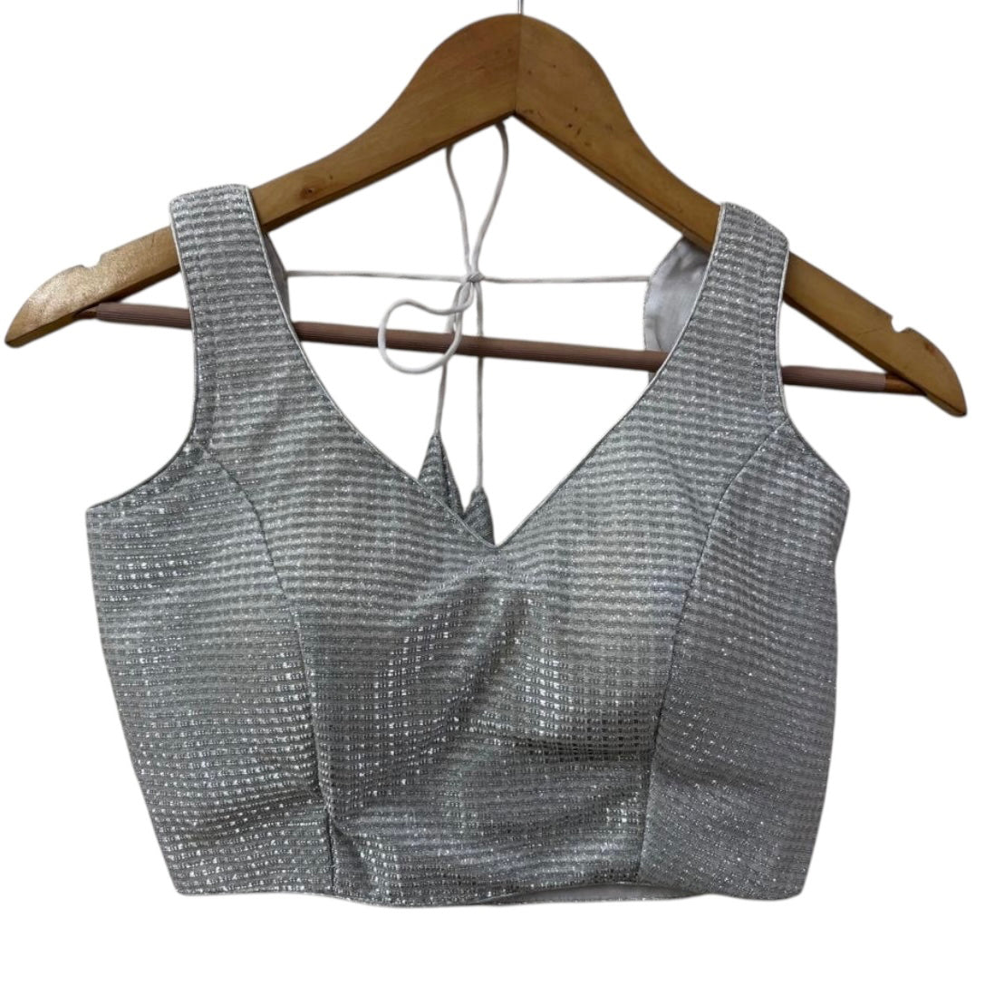 Silver Shimmer Choli Blouse-S - Vintage India NYC