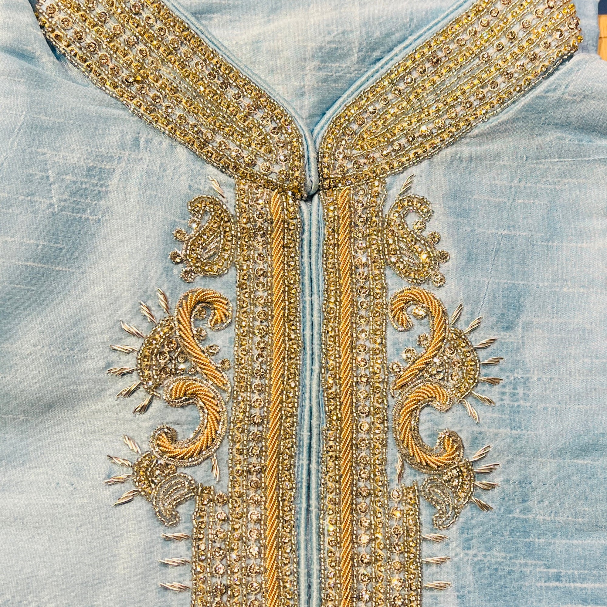 DT Sky Blue Short Kurta with Hand Work