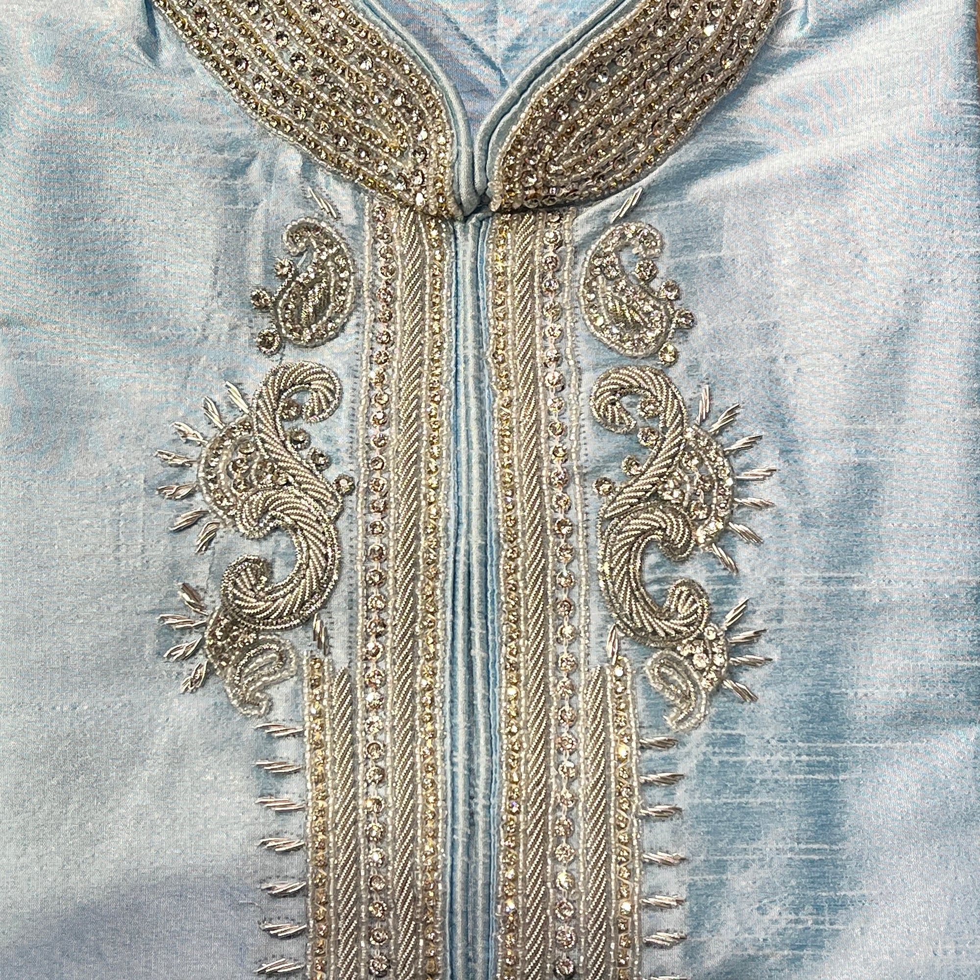 DT Sky Blue Short Kurta with Hand Work