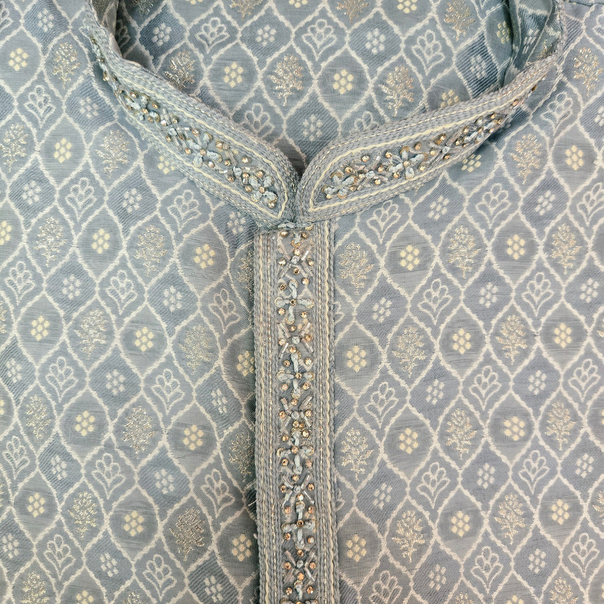 Sky Leaf Jacquard Kurta