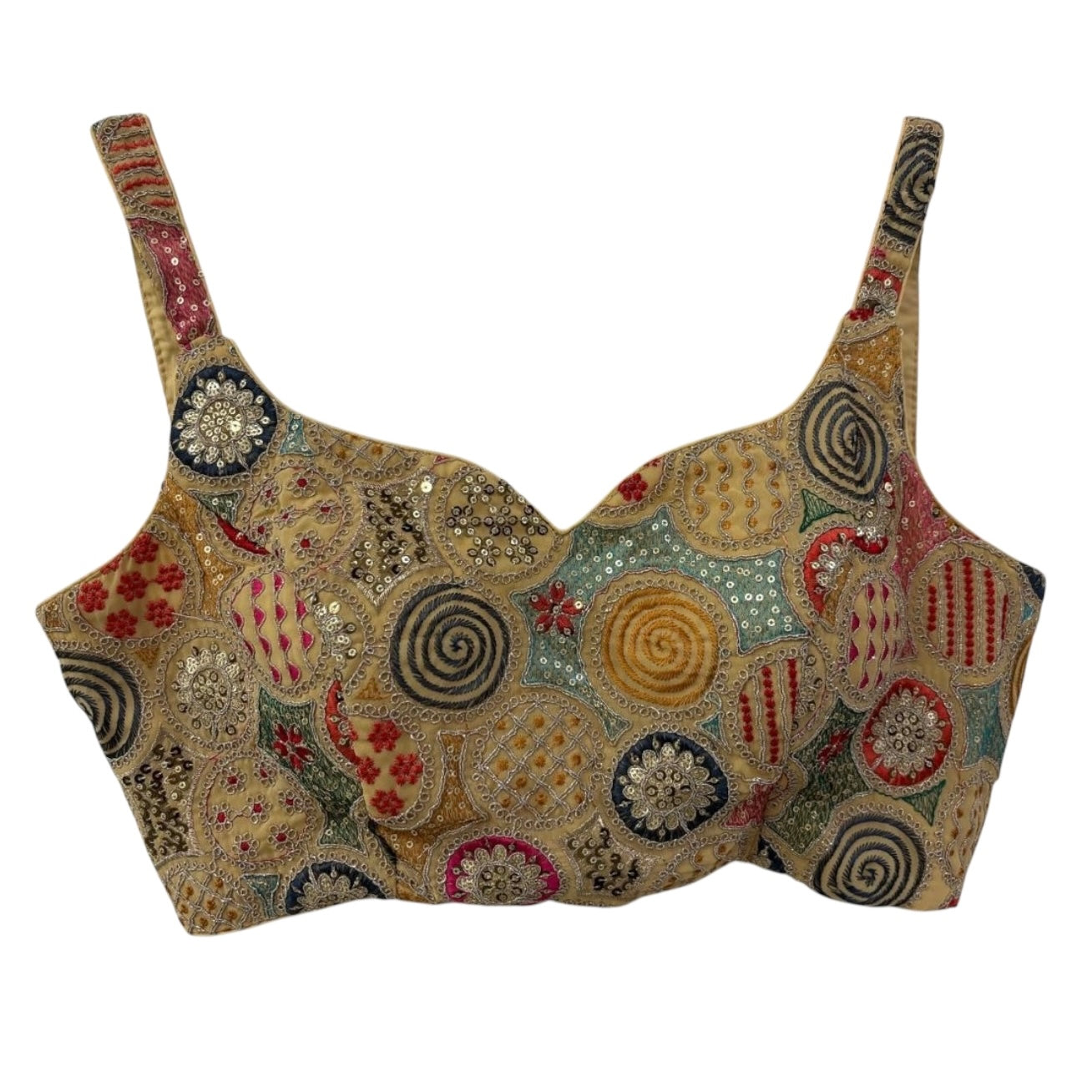 Thin Strap Embroidered Circle Choli Blouse -Colors - Vintage India NYC