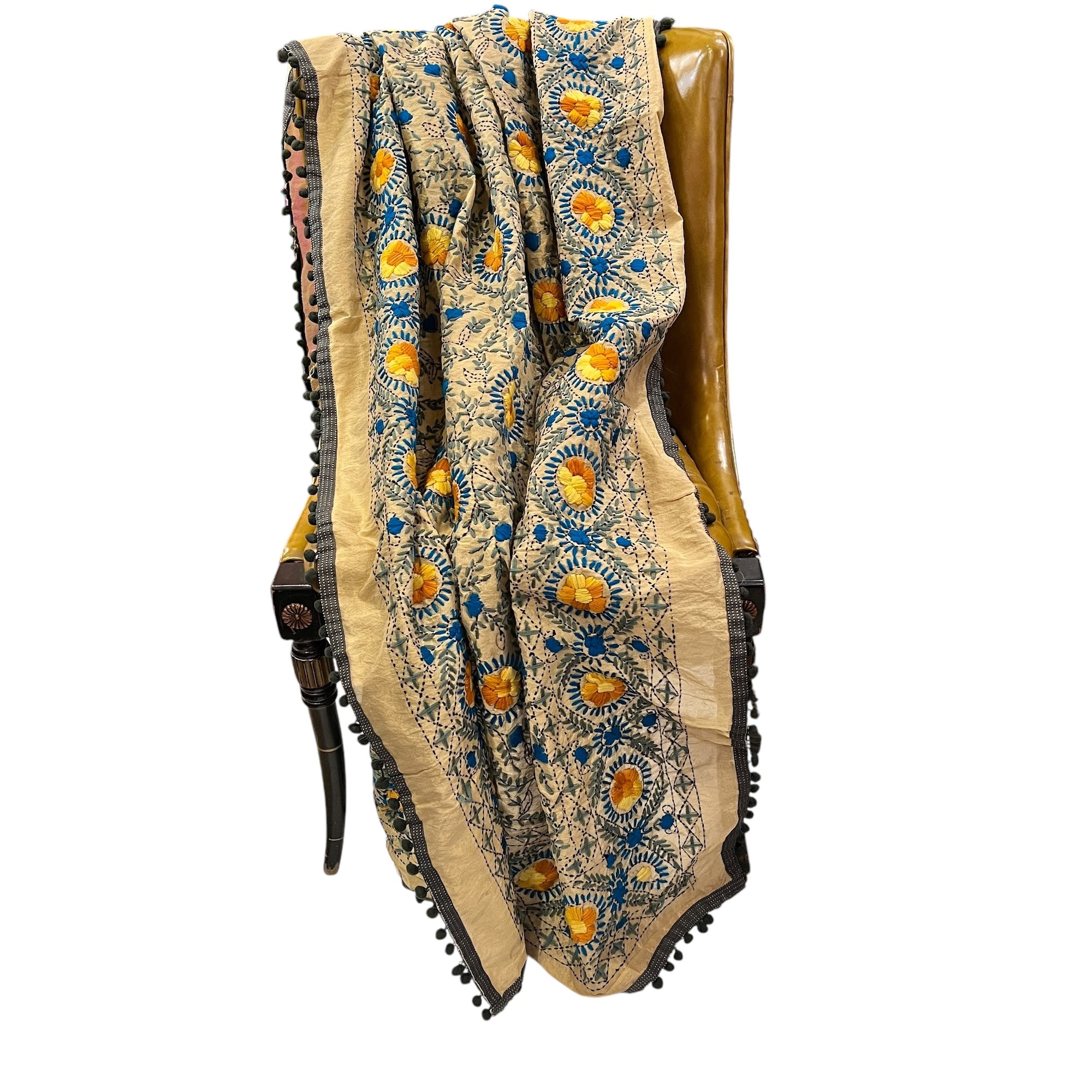 Phulkari Light Gold Dupatta Shawl -2 Styles