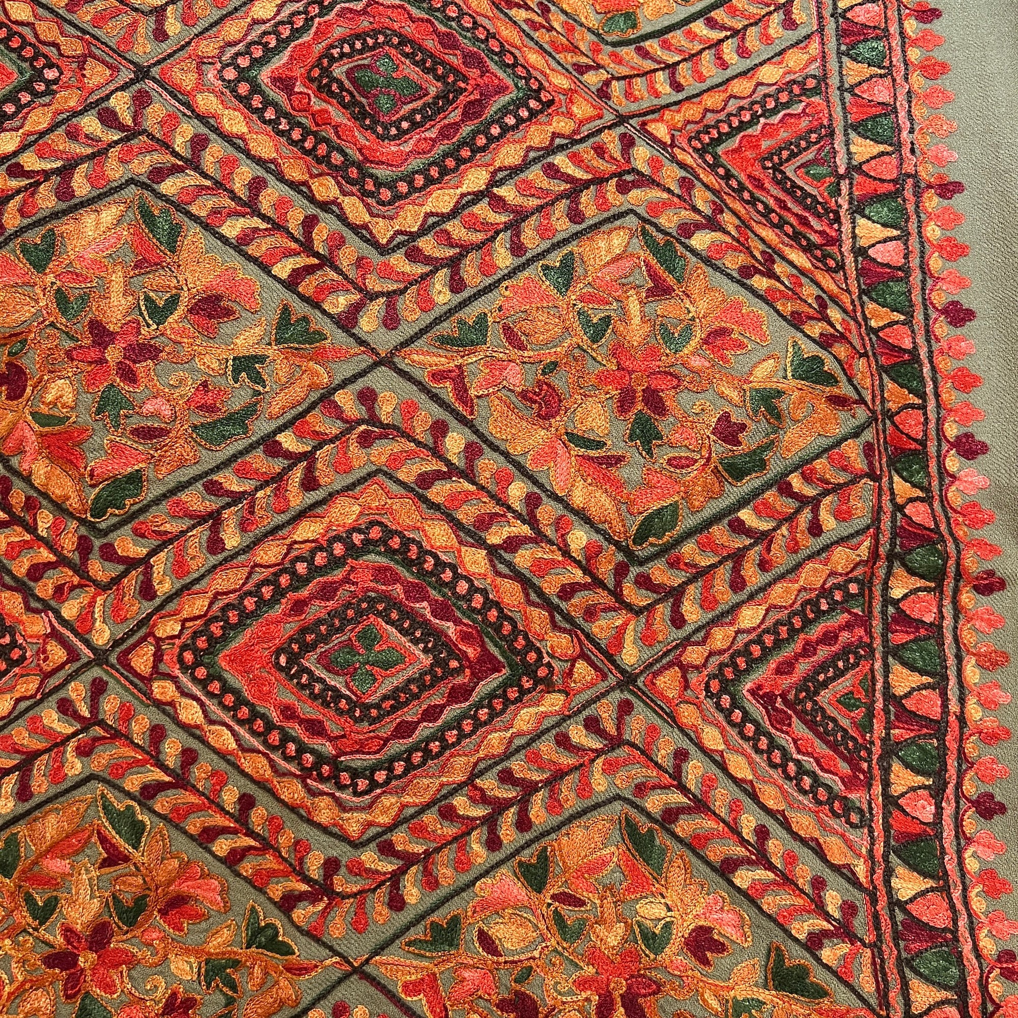 AM Full Jaal Diamond Heavy Embroidered Woolen Shawls-3 Colors - Vintage India NYC