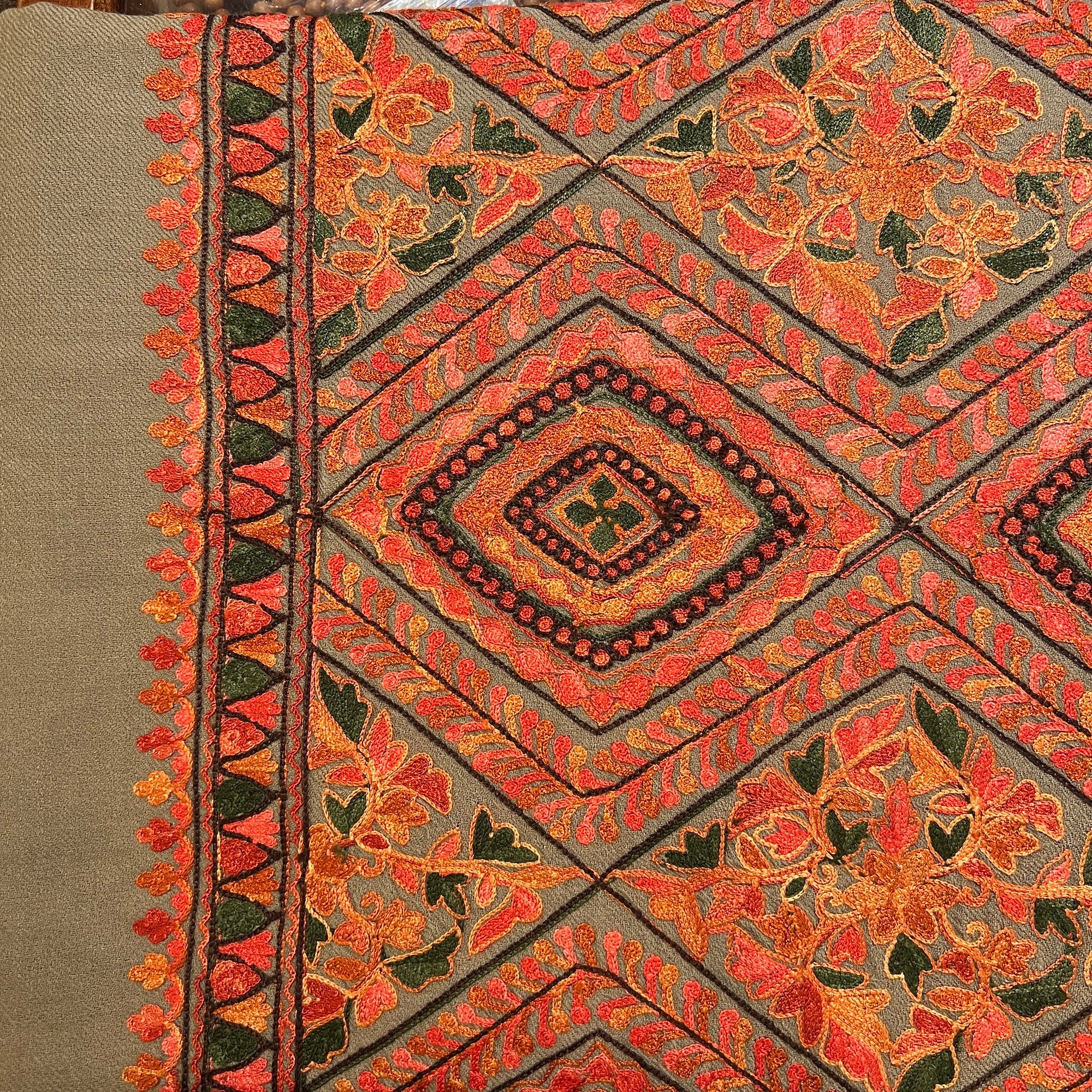 AM Full Jaal Diamond Heavy Embroidered Woolen Shawls-3 Colors - Vintage India NYC