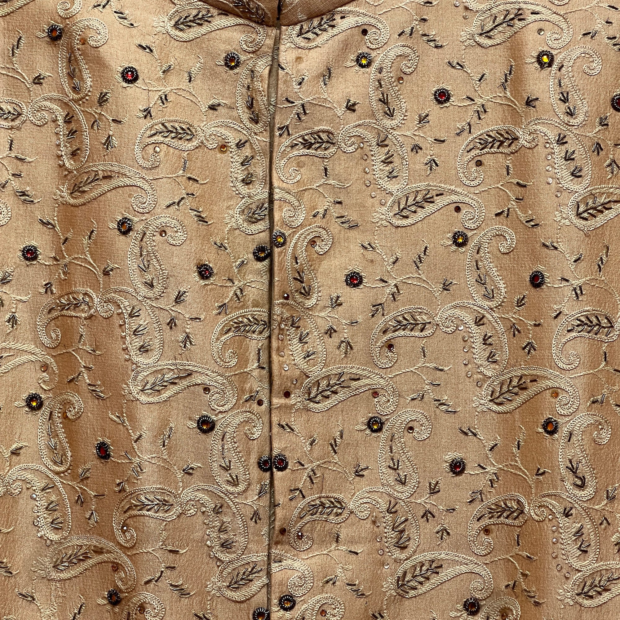 Tan Embroidered Sherwani - Vintage India NYC