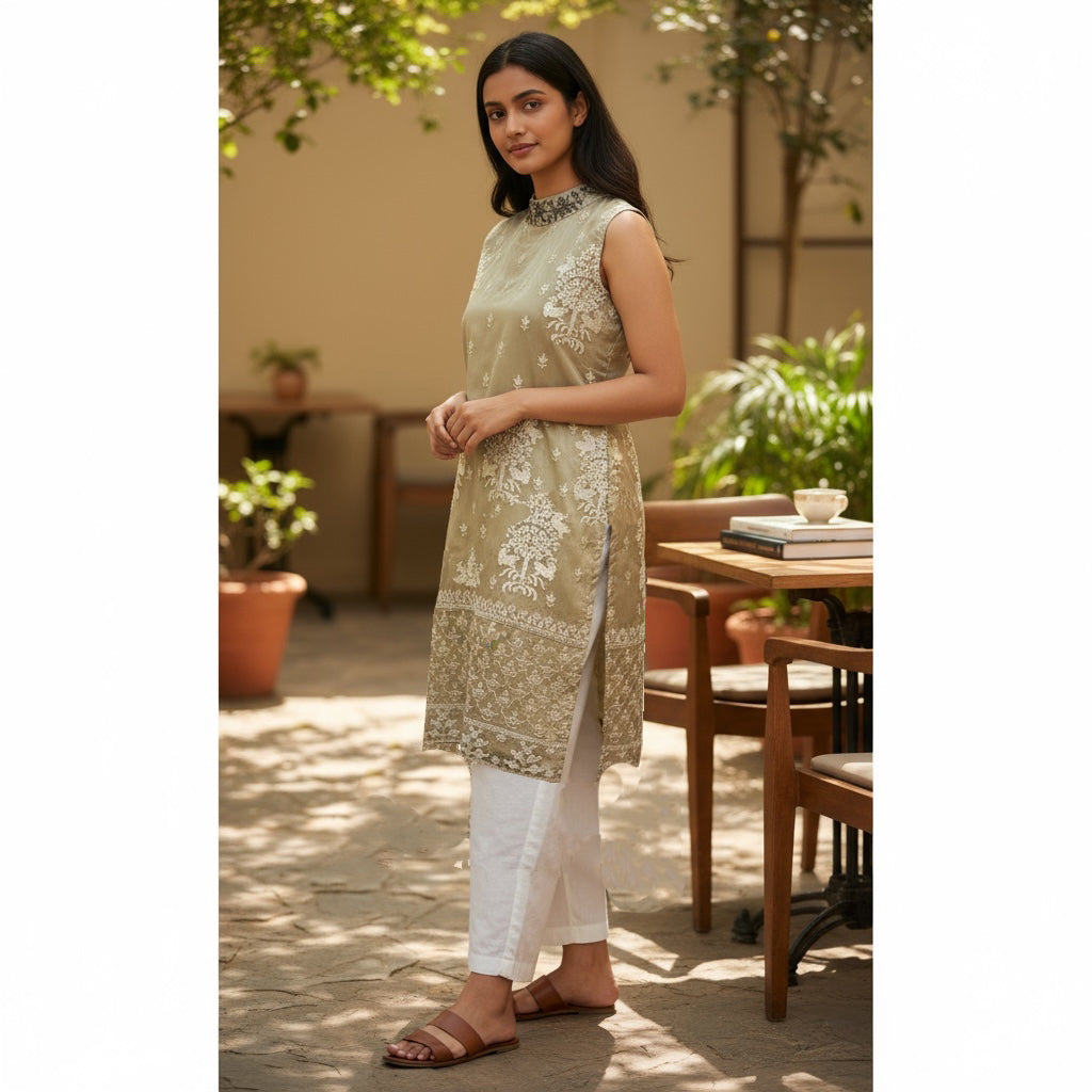 Embroidered Straight Kurta -3 Colors