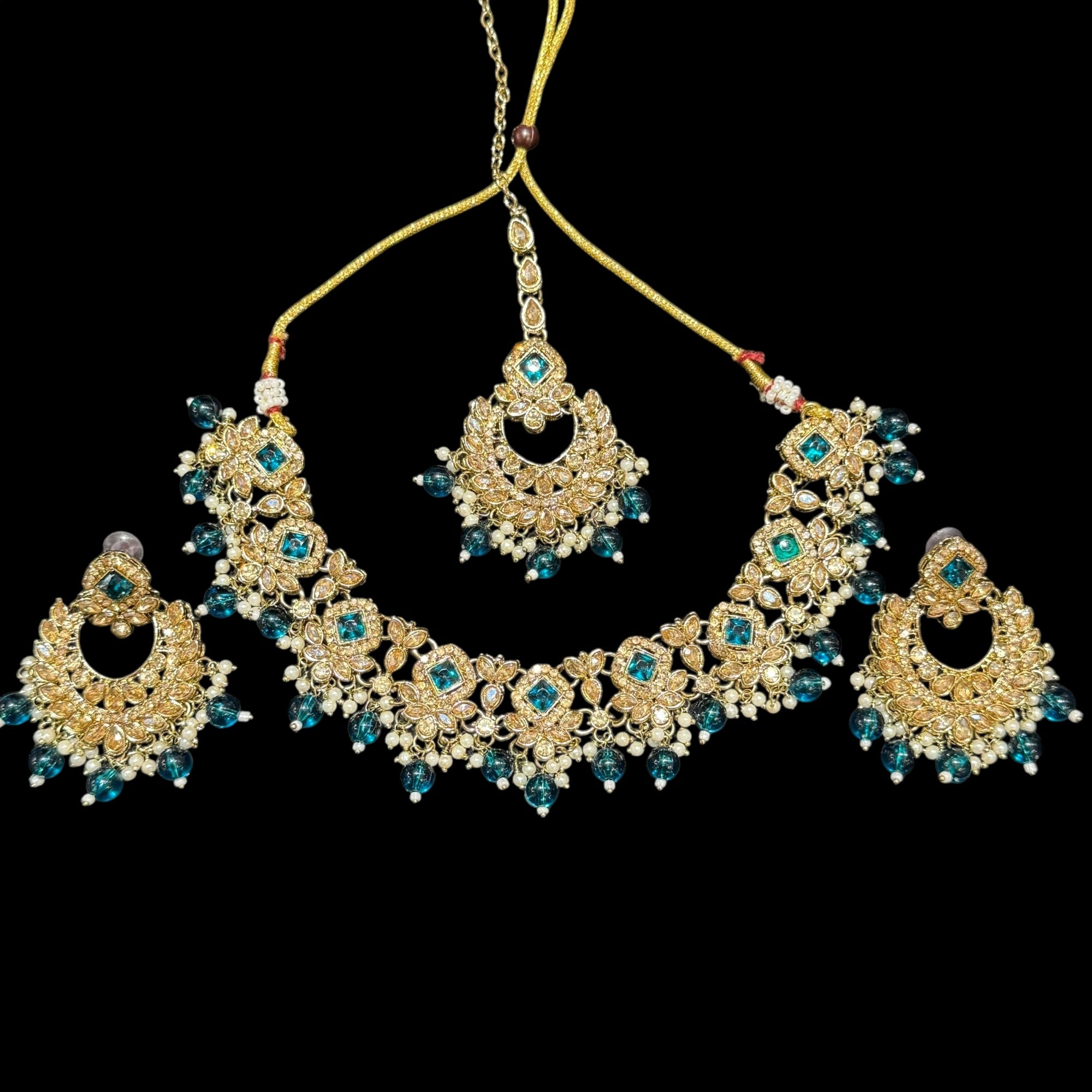 DT Chandbali Diamond Necklace Sets-Many Colors