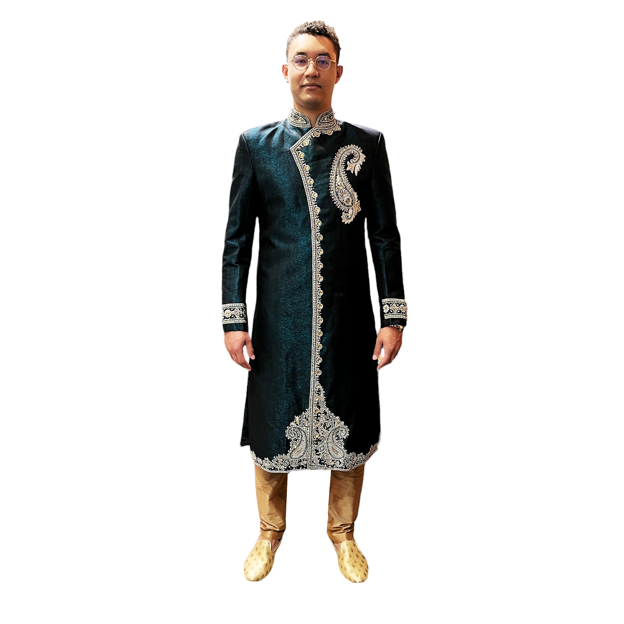 Vintage Teal Sherwani - Vintage India NYC