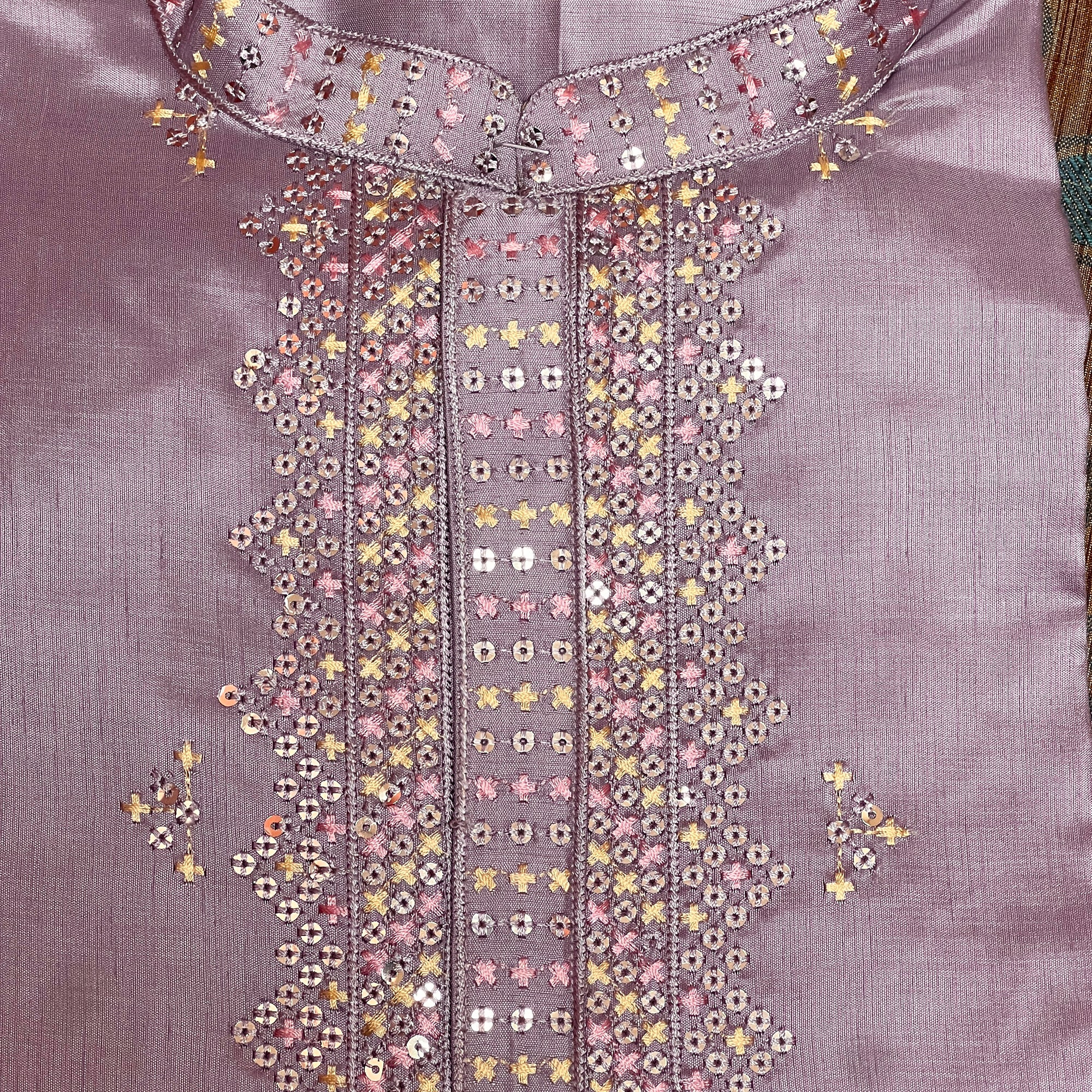 YD Silk Triangle Sequin & Threadwork Kurtas-3 Colors - Vintage India NYC