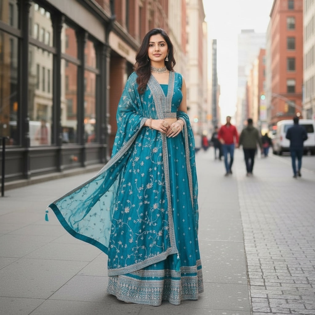 DT Embroidered Lehengas-2 Colors