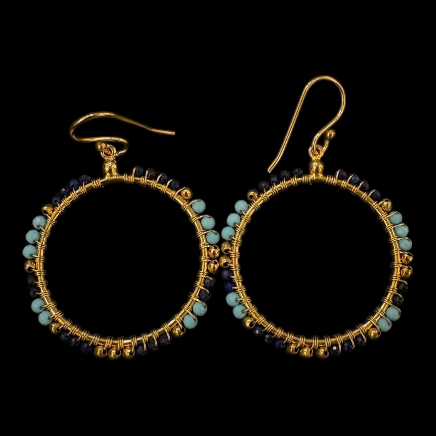 MK Semi Precious Full Hoop Earrings - Vintage India NYC