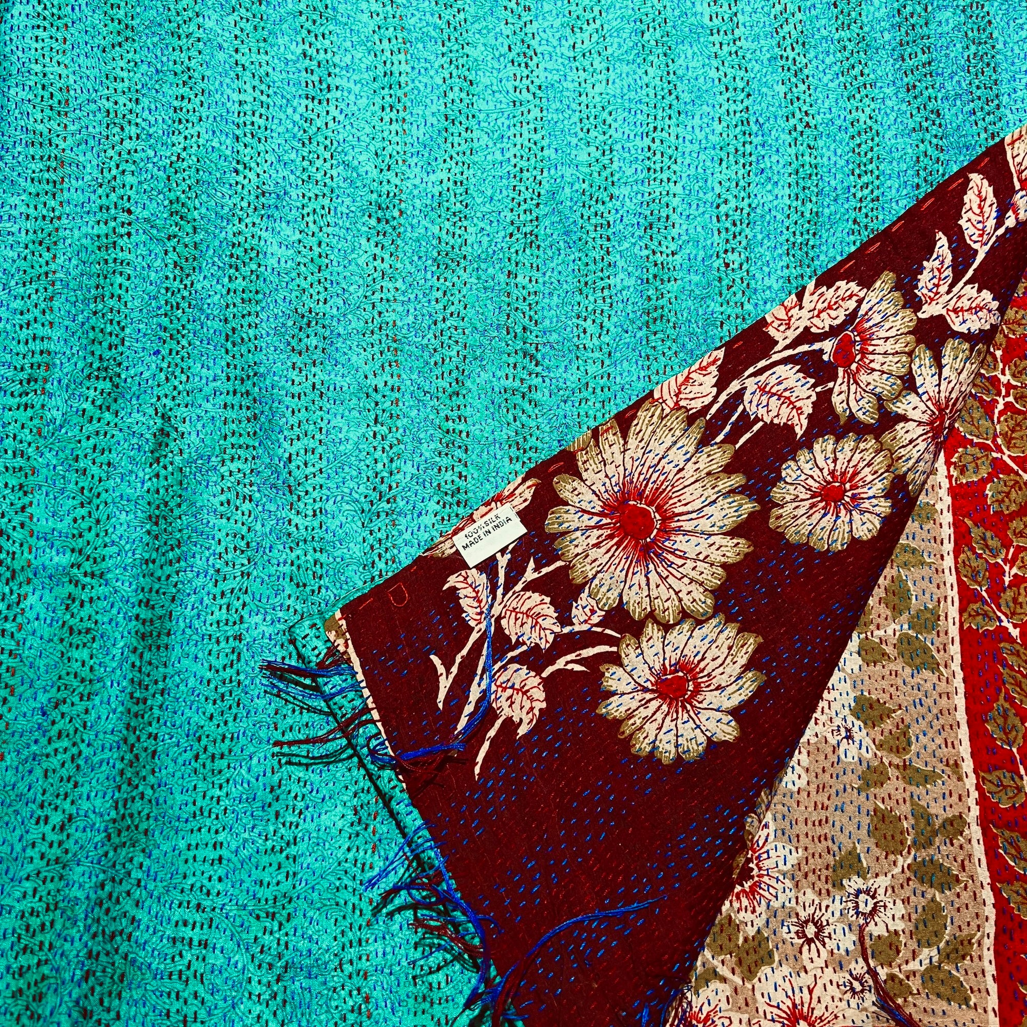 Silk Kantha Stoles - Vintage India NYC