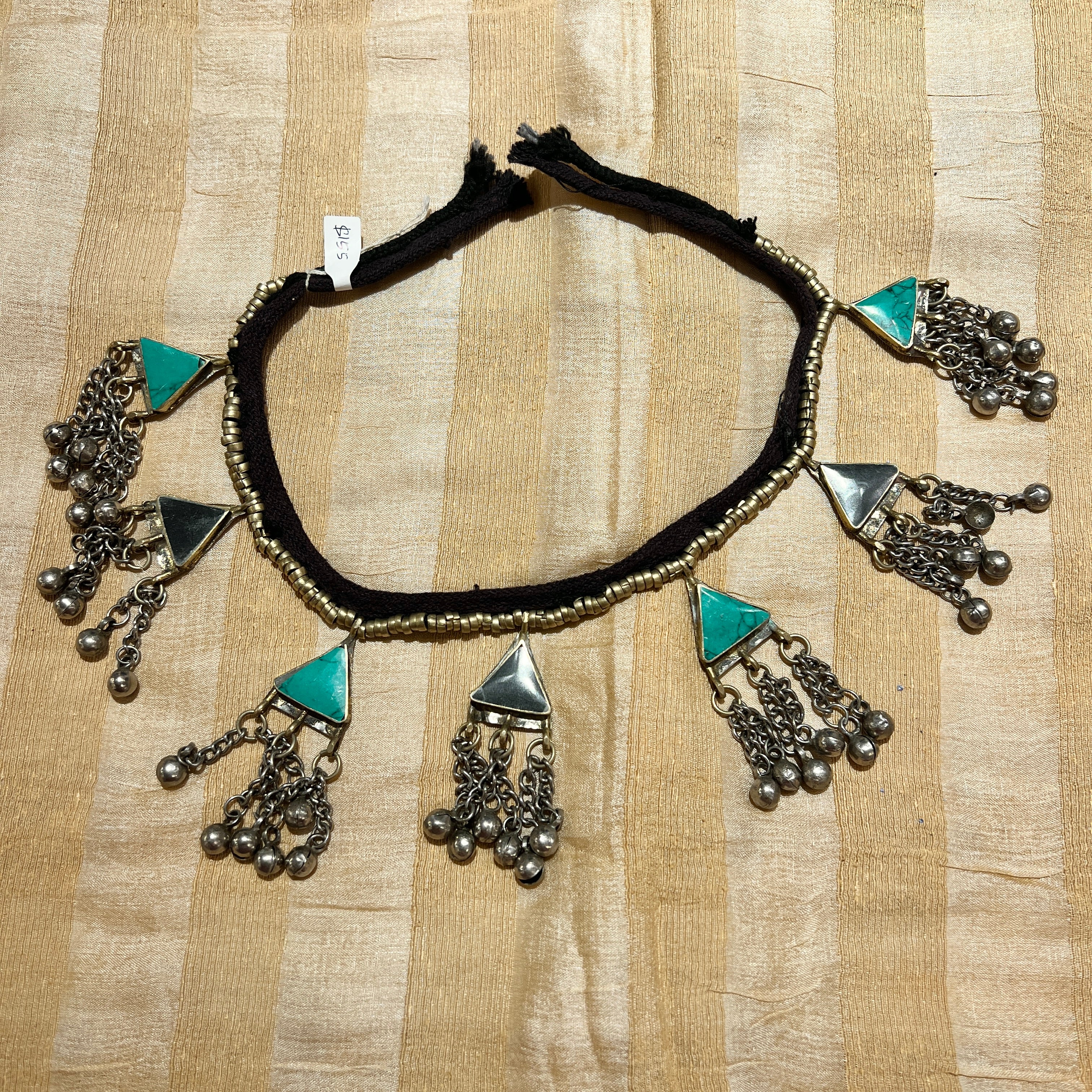 Afghani Triangle Silver Metal Ghungroo Necklace-Various - Vintage India NYC