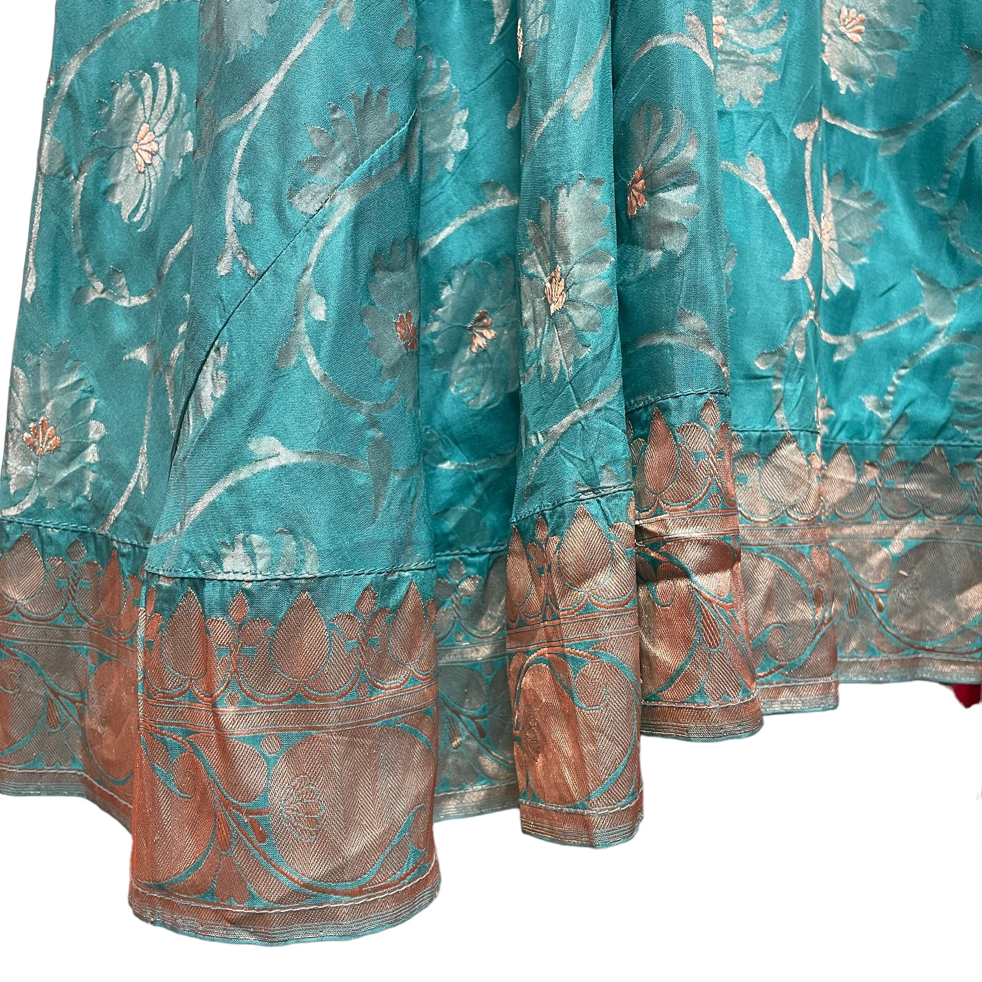 Handmade Turquoise Brocade Silk Sharara Pants - Vintage India NYC