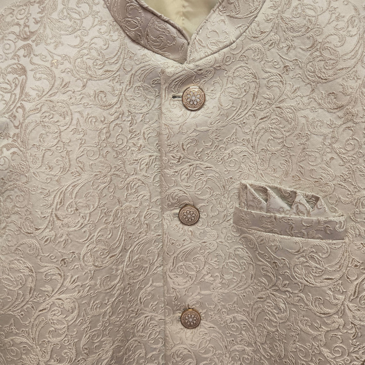 Vanilla Floral Embossed Jodhpuri Jacket