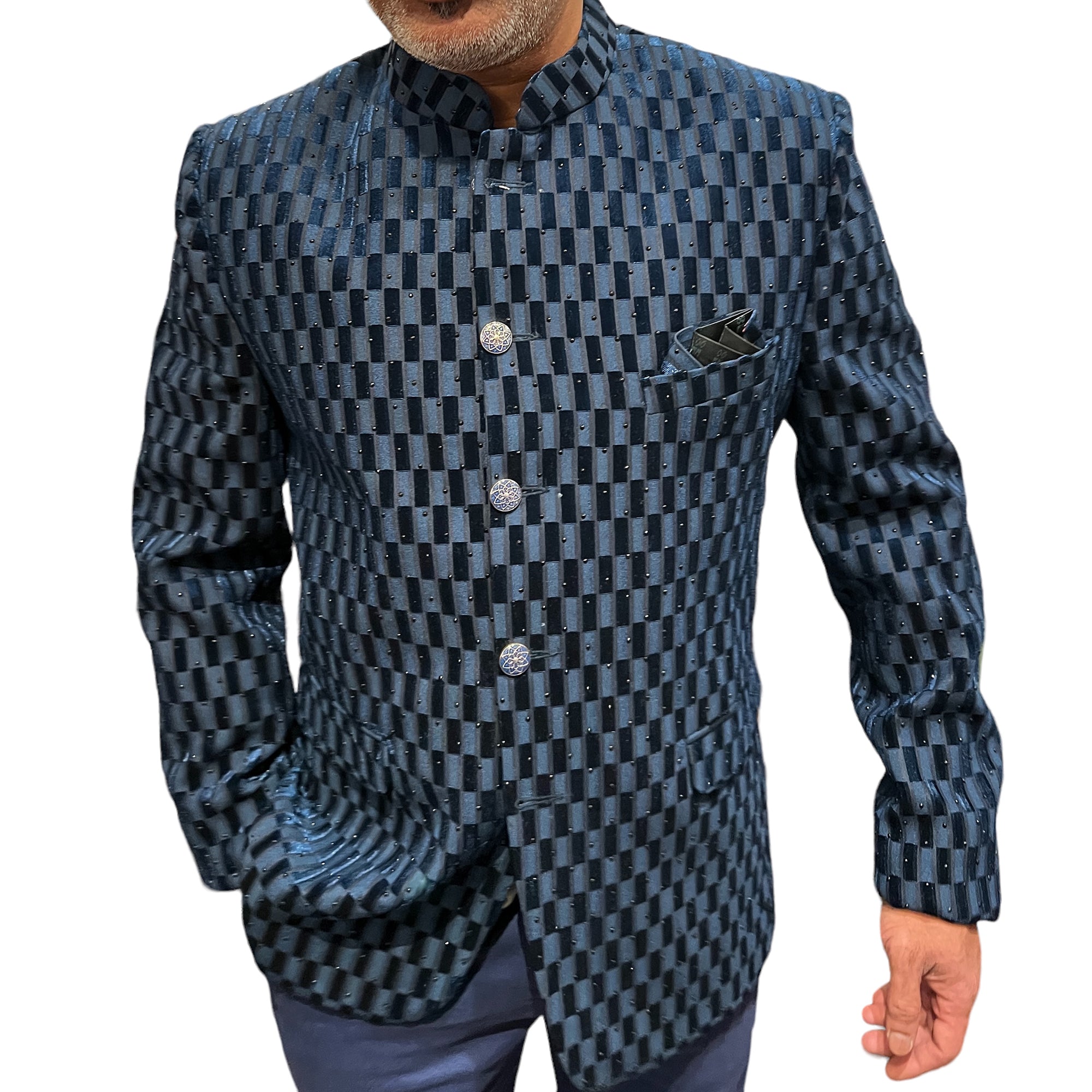 YD Velvet Devore Jodhpuri Jacket - Vintage India NYC