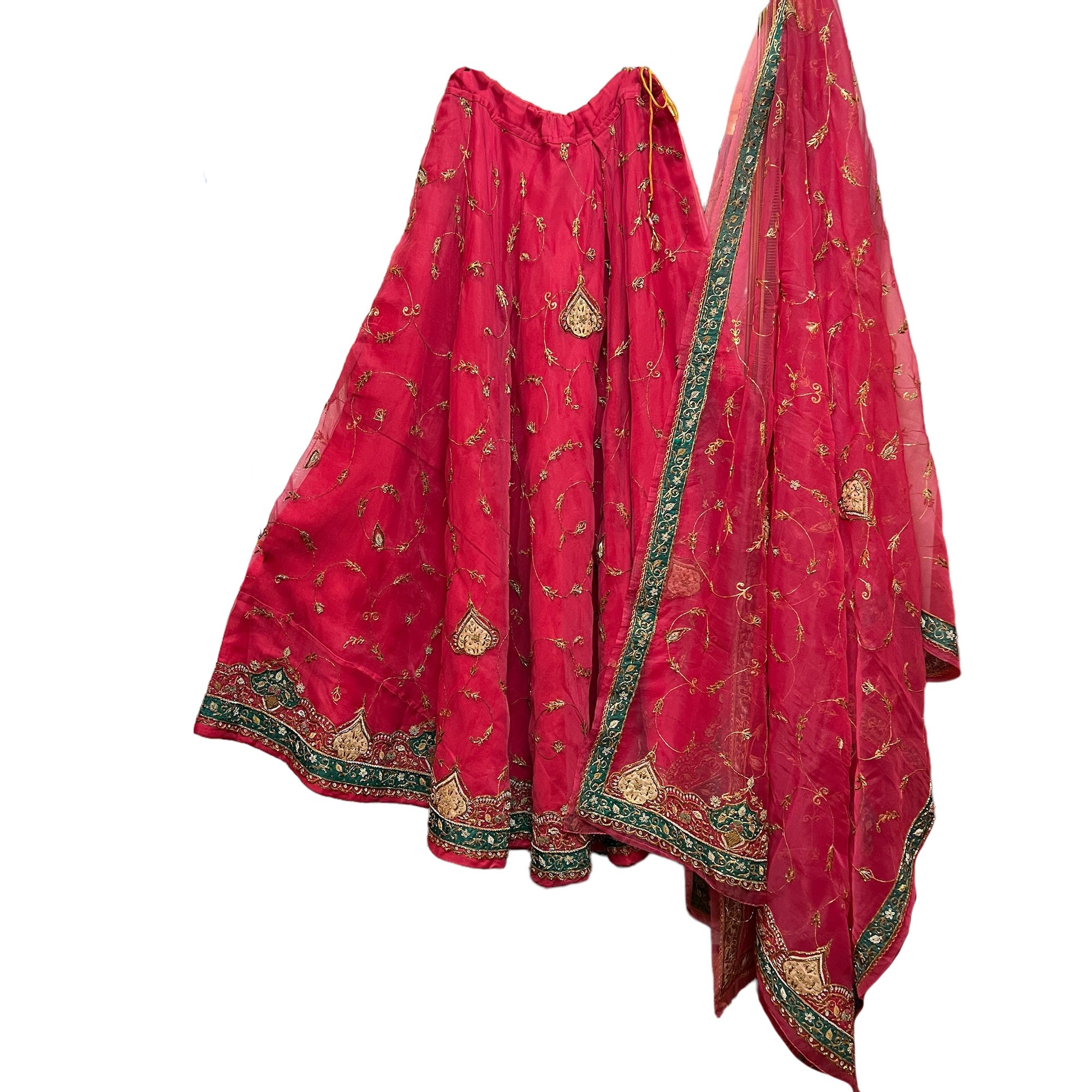 Vintage Lipstick Pink Lehenga Set - Vintage India NYC