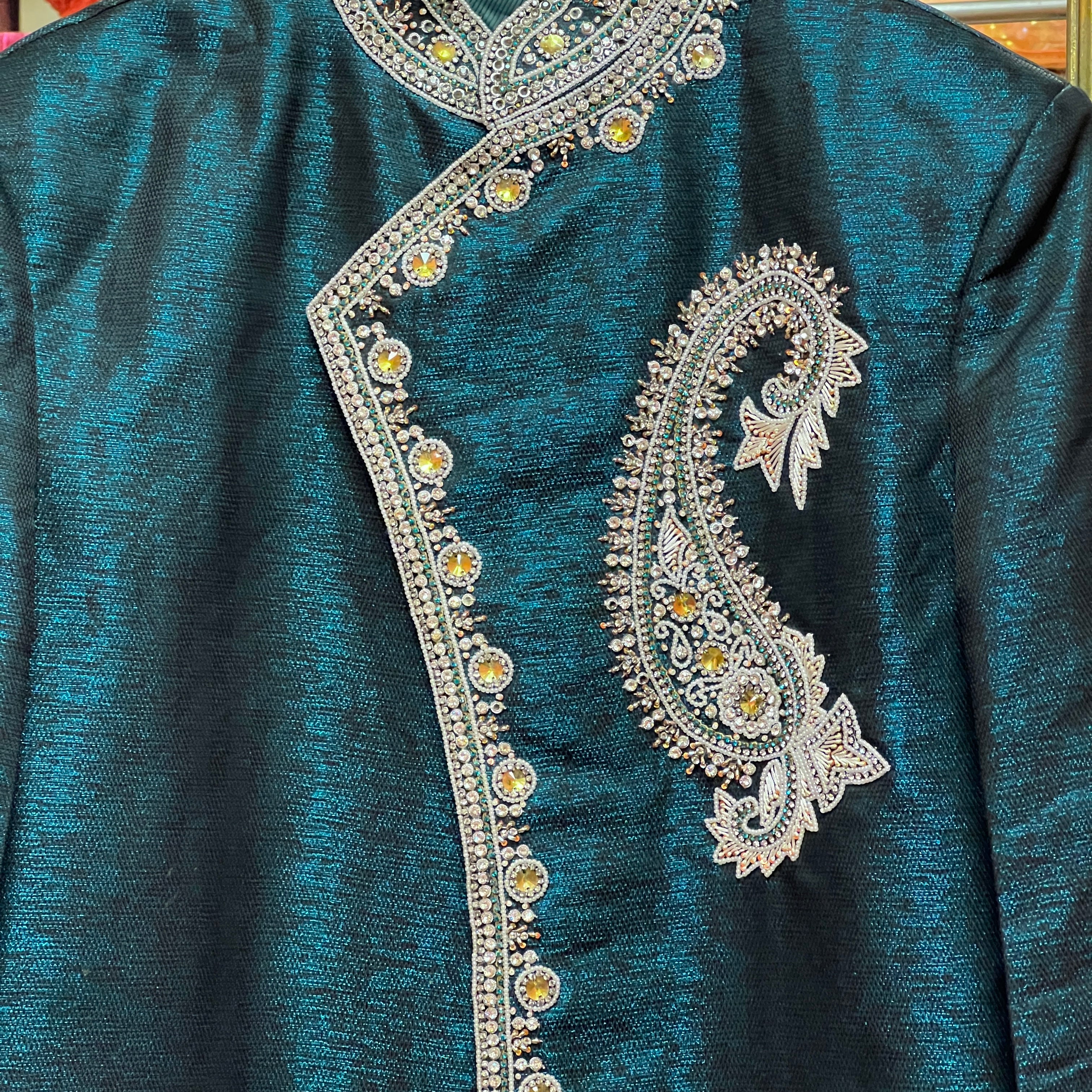 Vintage Teal Sherwani - Vintage India NYC