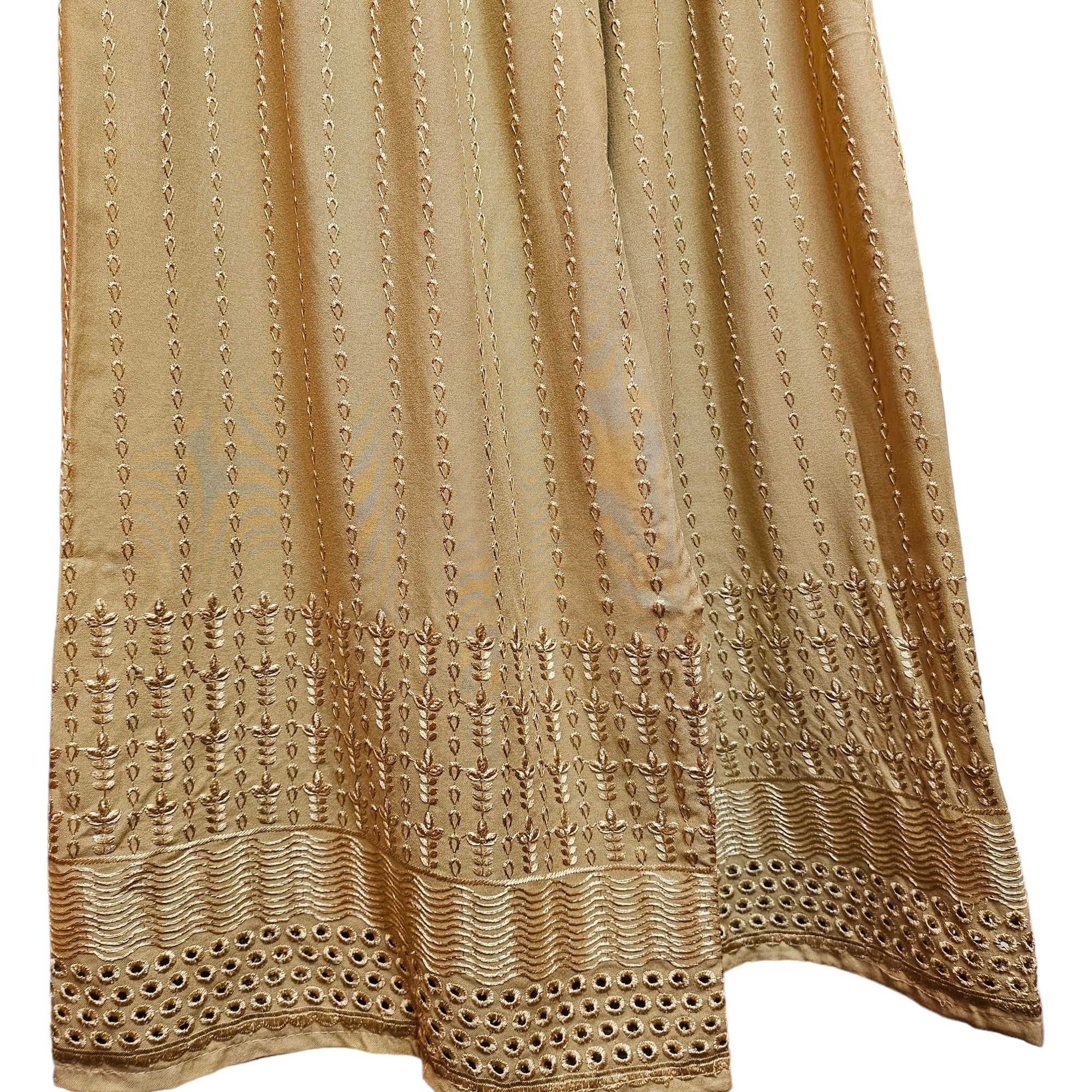 Embroidered Palazzo Pants-Neutrals - Vintage India NYC