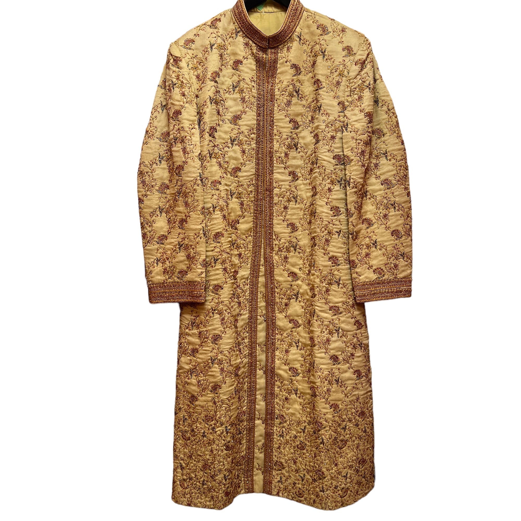 Wheat Embroidered Sherwani - Vintage India NYC