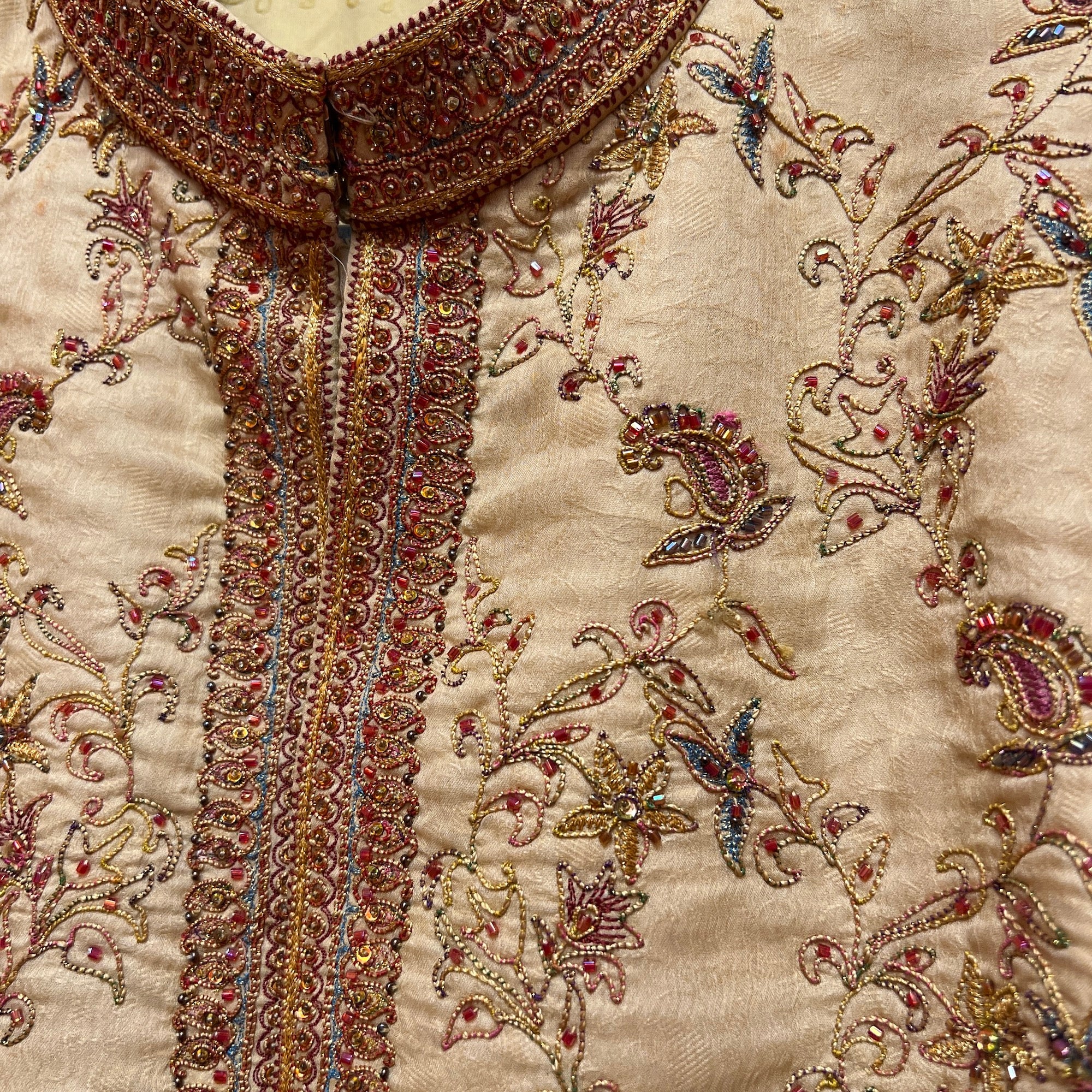 Wheat Embroidered Sherwani - Vintage India NYC