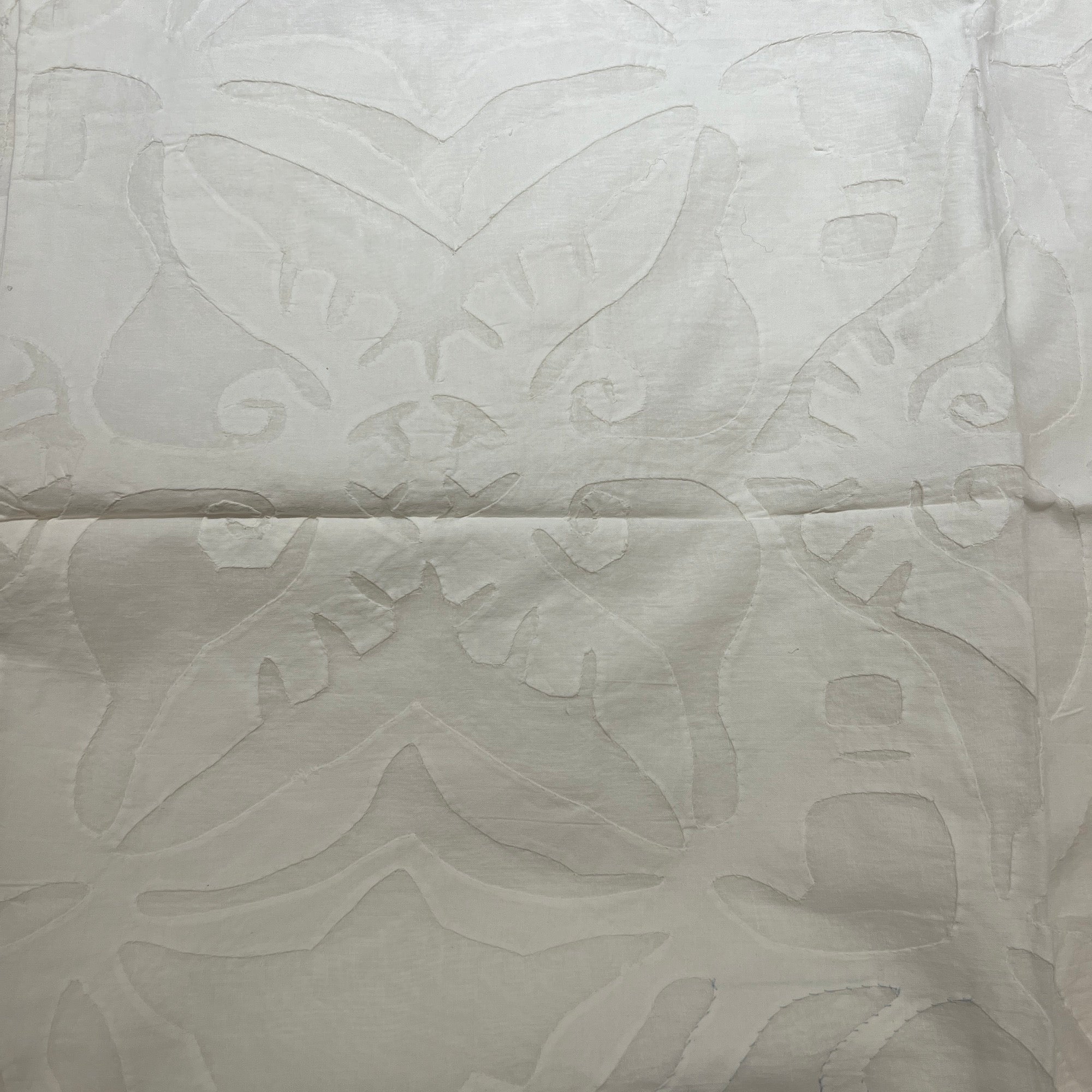 Applique Cutwork Pillow-White on White - Vintage India NYC
