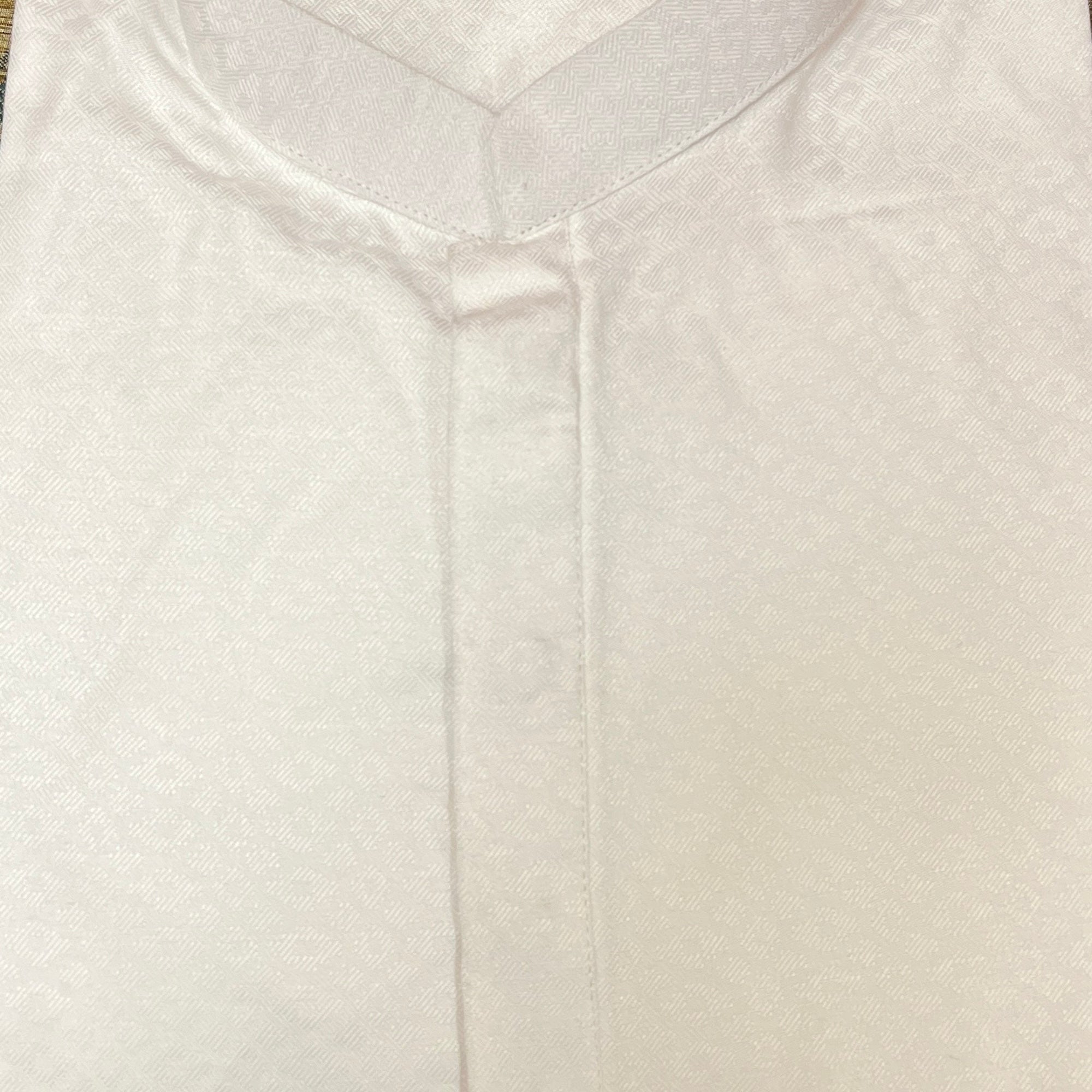 White Band Collar Short Kurta