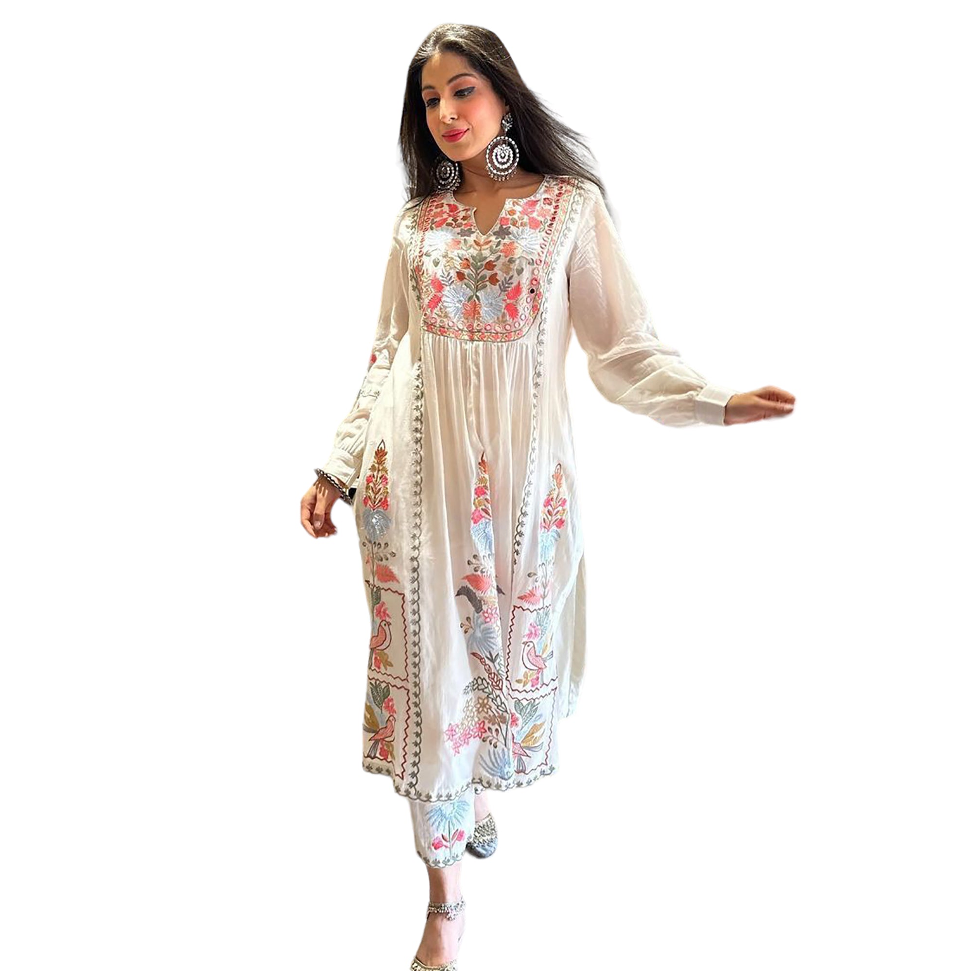 PC White Anarkali Set - Vintage India NYC