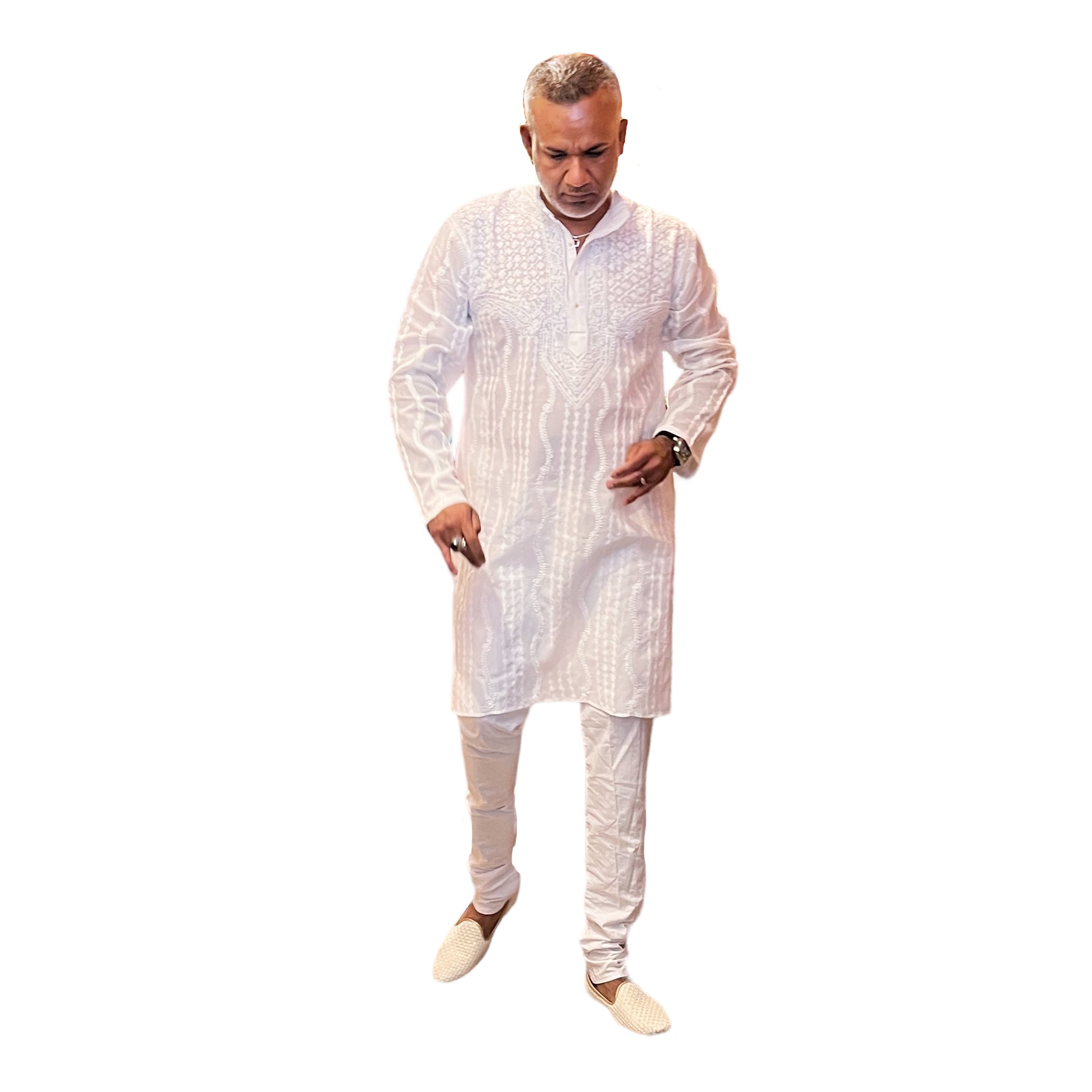 LH 1126-Hand Embroidered Wedding & Puja Kurtas - Vintage India NYC