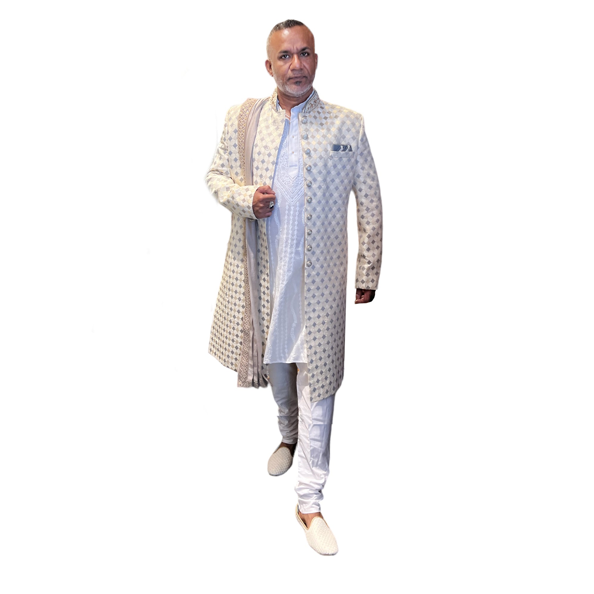 LH 1126-Hand Embroidered Wedding & Puja Kurtas - Vintage India NYC