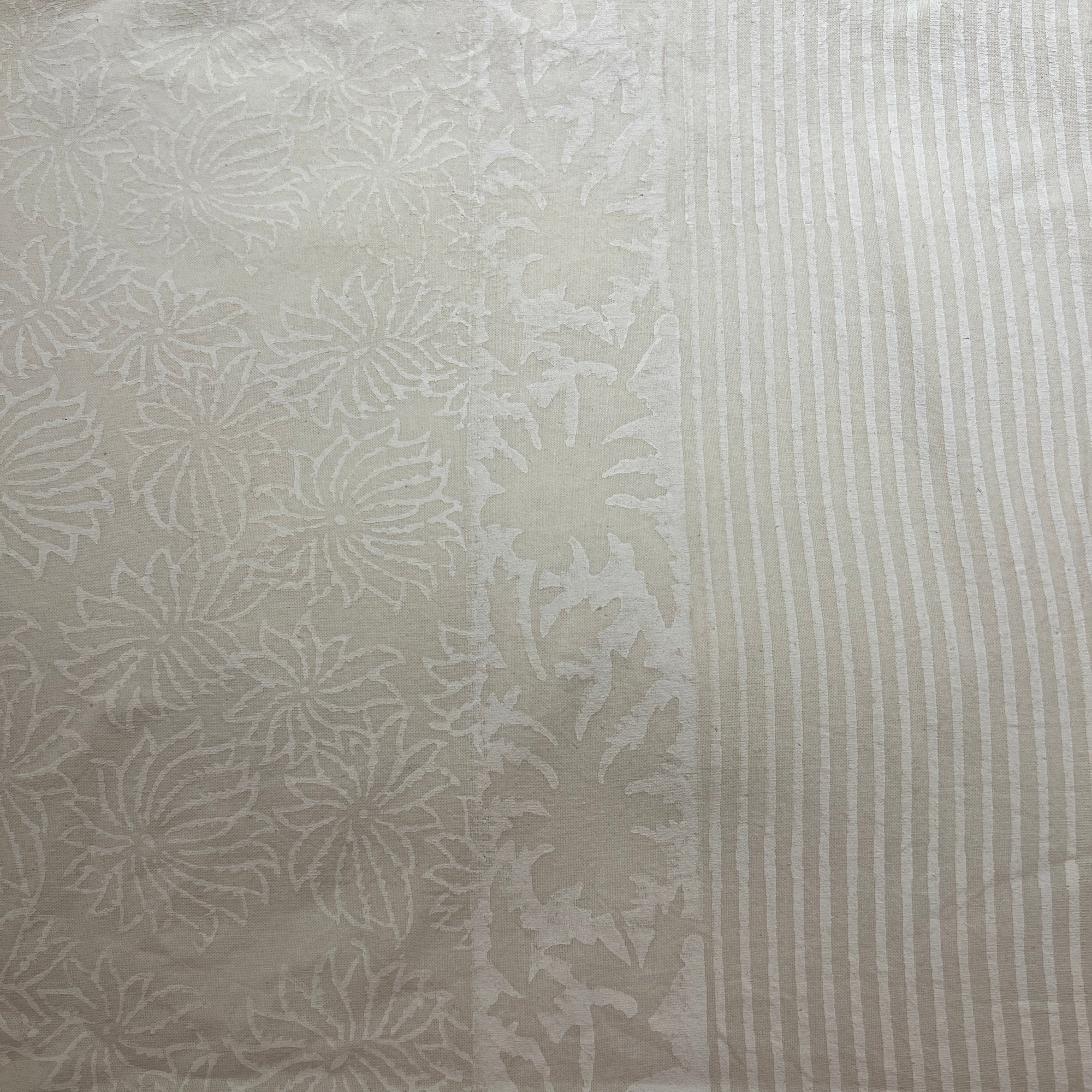 White on White Block Print Bed Cover - Vintage India NYC