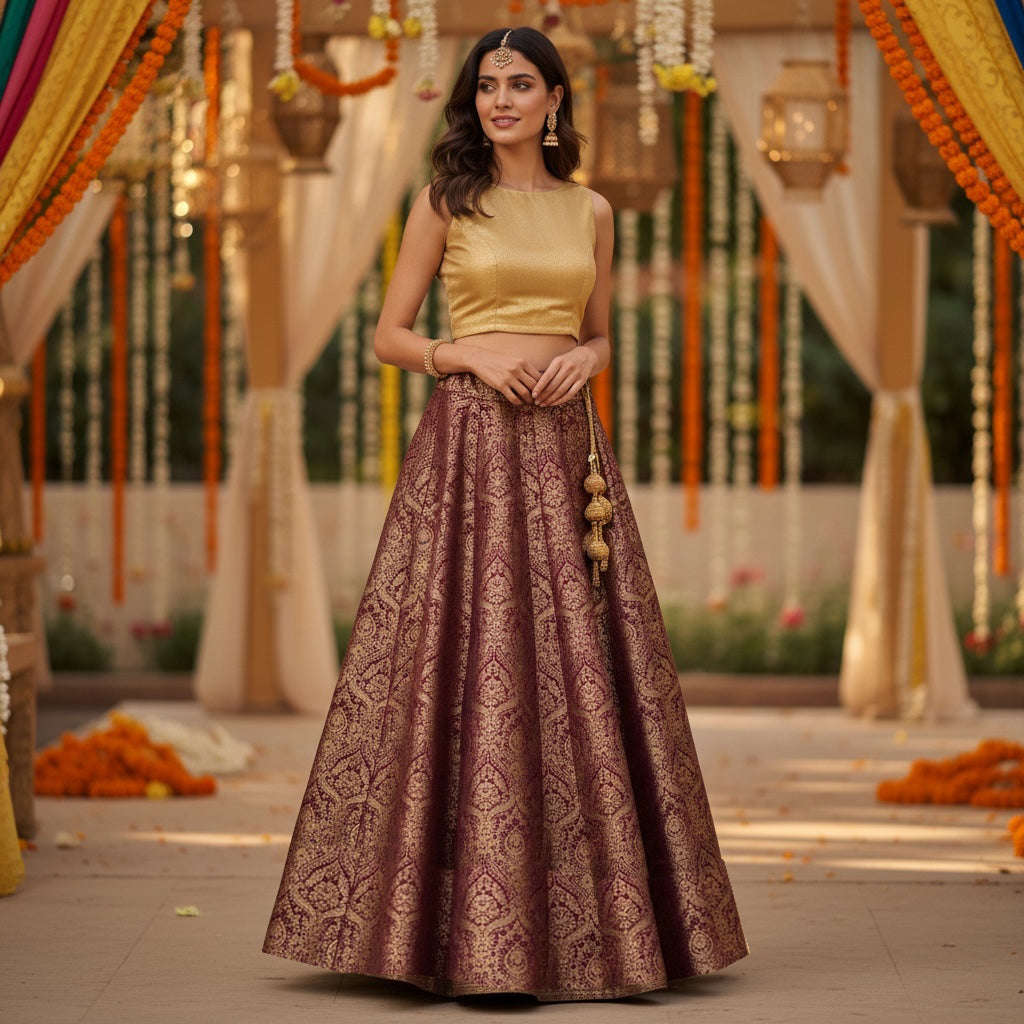 Brocade Crest Lehengas - Colors - Vintage India NYC
