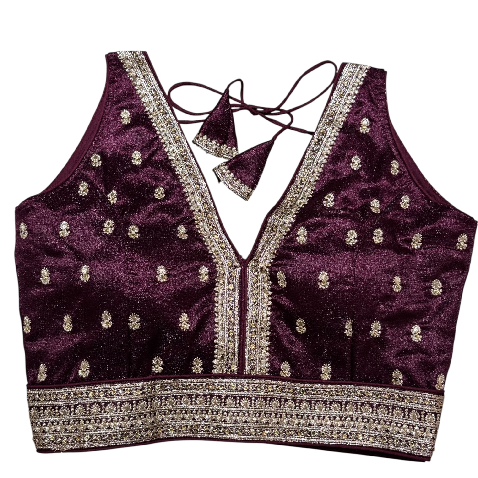 Sleeveless V Neck Choli Blouse -Size 34-Colors